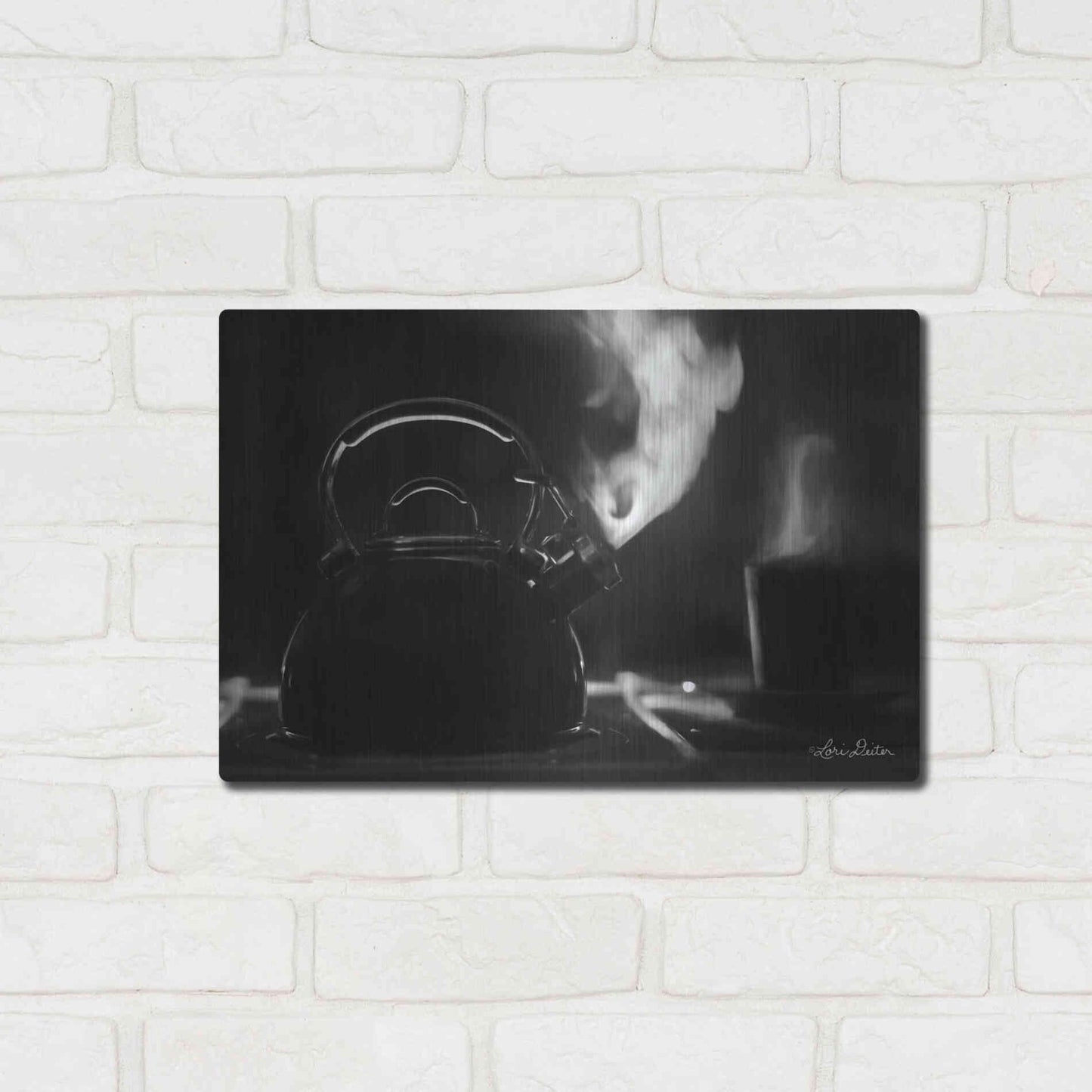 Luxe Metal Art 'Tea Time I' by Lori Deiter, Metal Wall Art,16x12