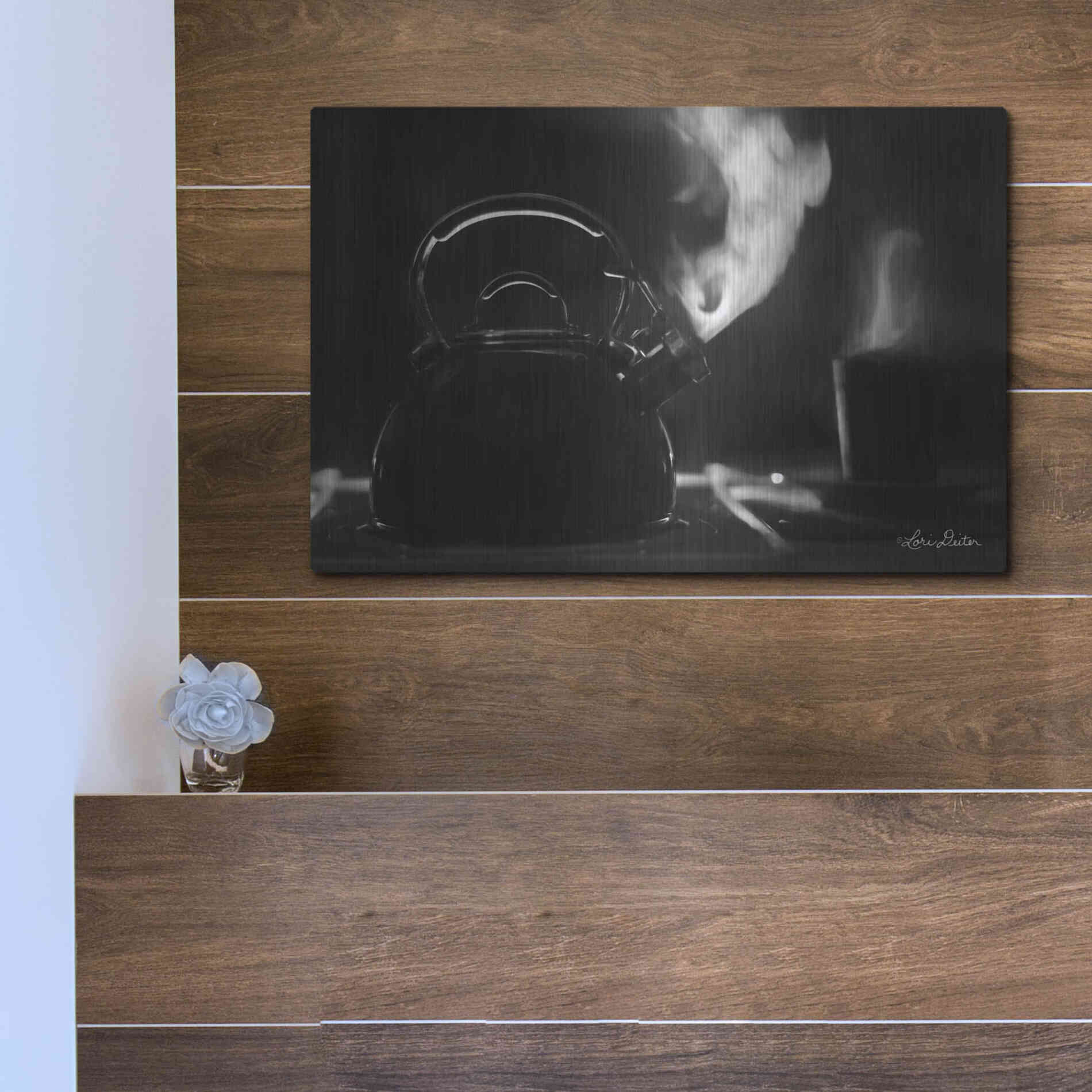 Luxe Metal Art 'Tea Time I' by Lori Deiter, Metal Wall Art,16x12