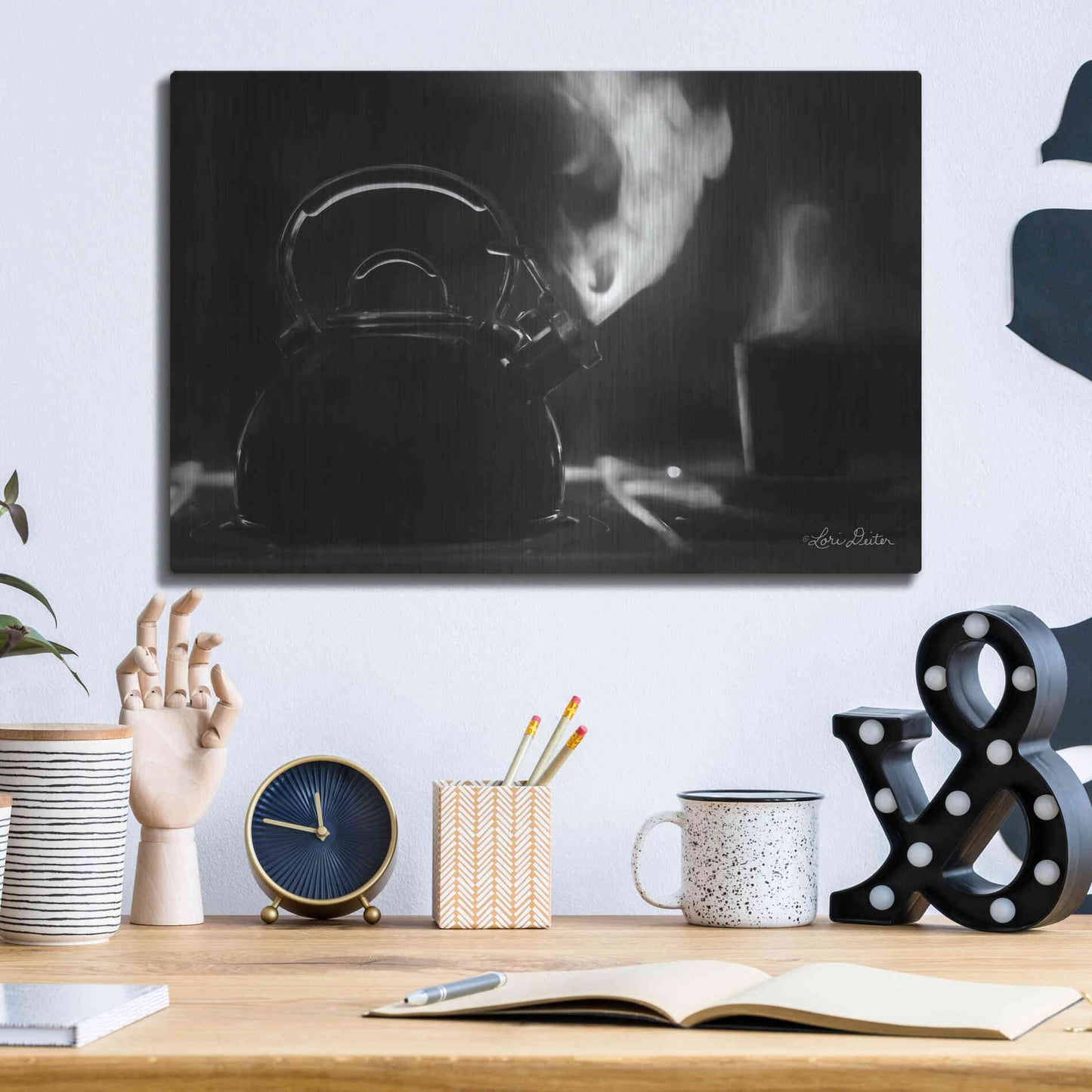 Luxe Metal Art 'Tea Time I' by Lori Deiter, Metal Wall Art,16x12