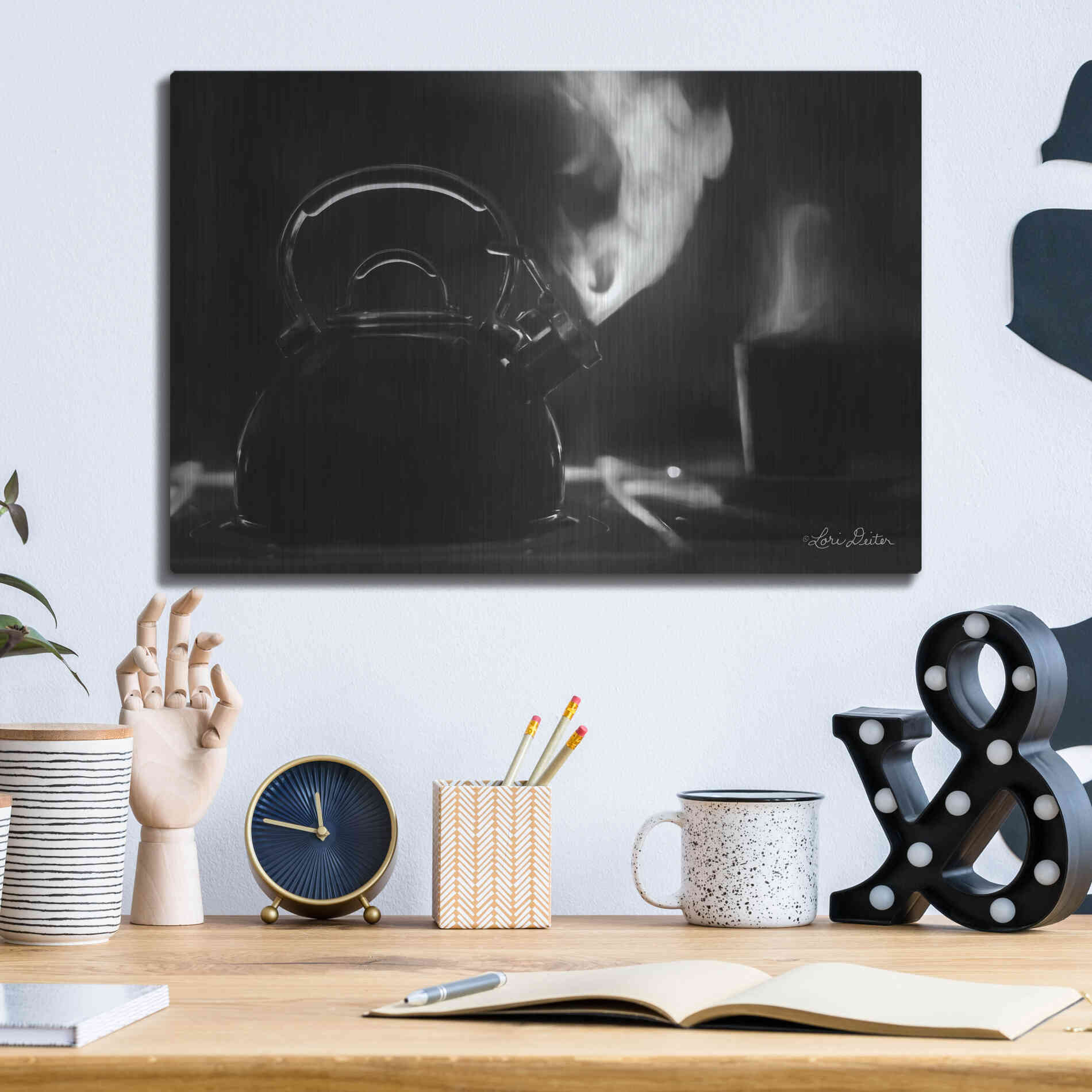 Luxe Metal Art 'Tea Time I' by Lori Deiter, Metal Wall Art,16x12