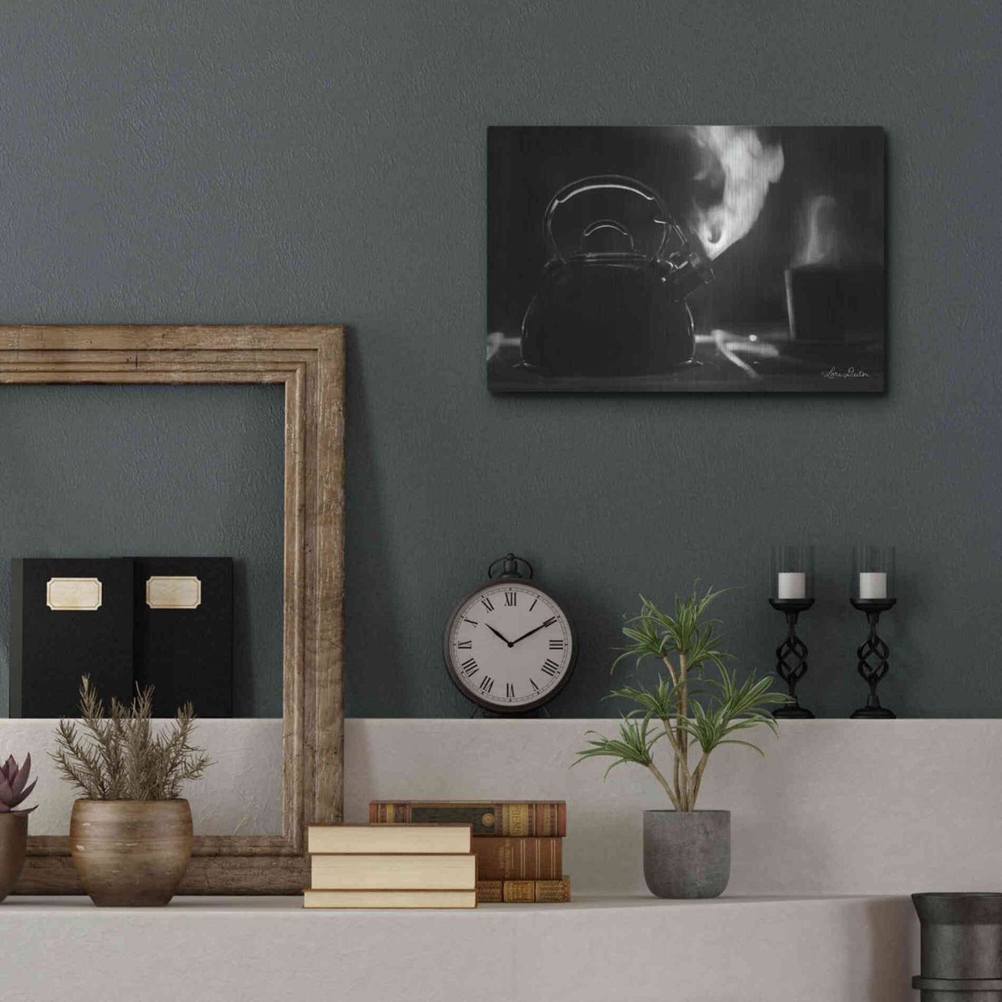 Luxe Metal Art 'Tea Time I' by Lori Deiter, Metal Wall Art,16x12