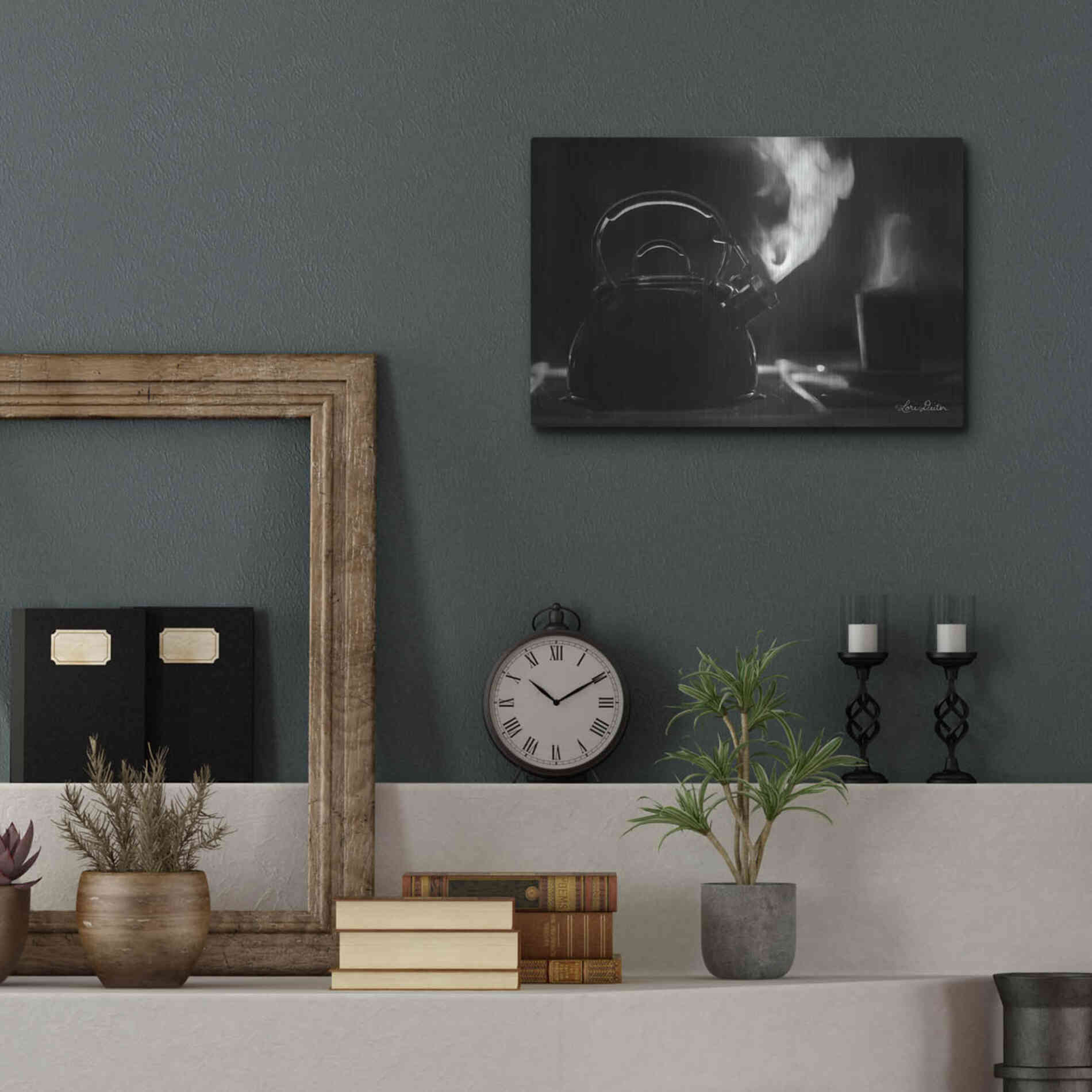 Luxe Metal Art 'Tea Time I' by Lori Deiter, Metal Wall Art,16x12