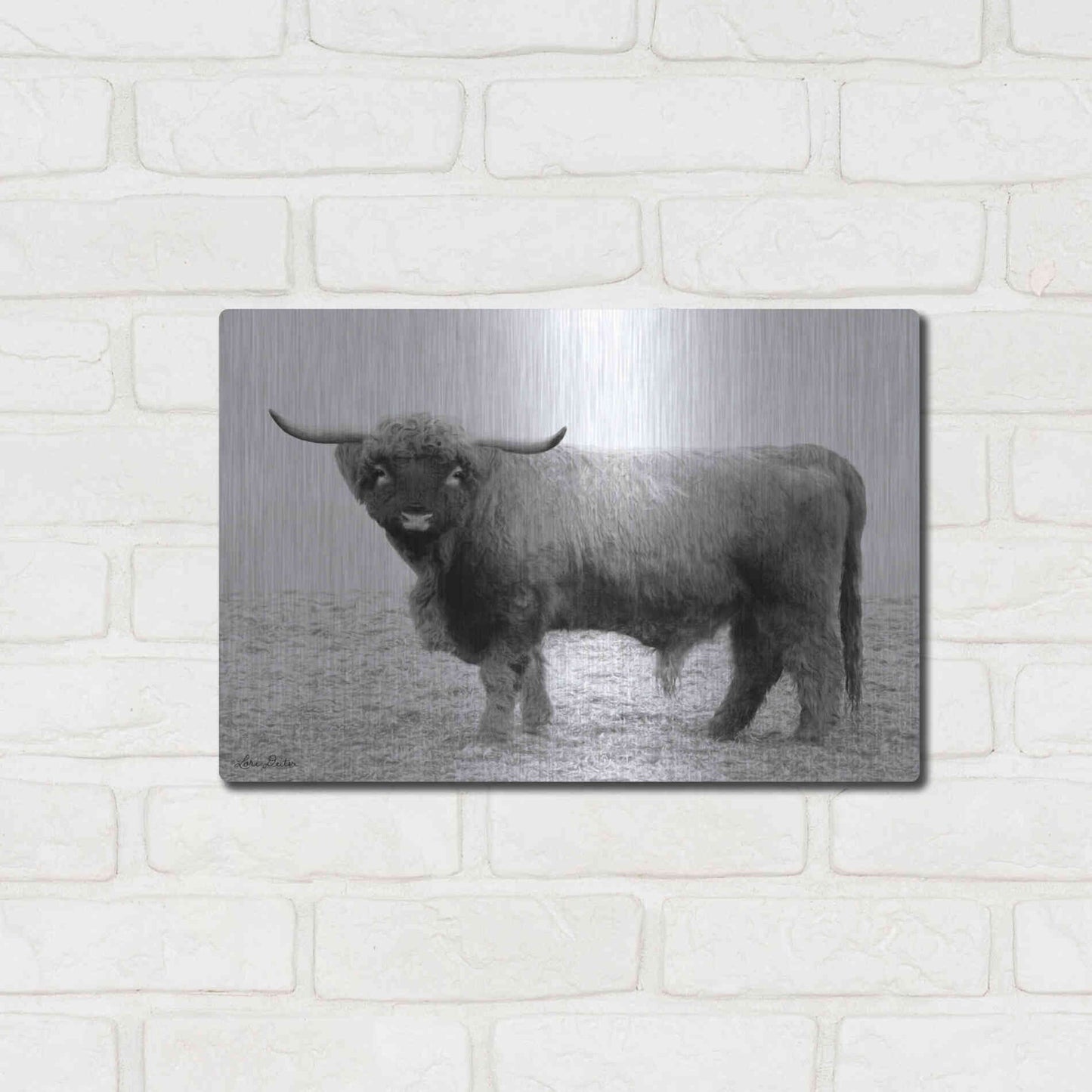 Luxe Metal Art 'Scotty the Bull' by Lori Deiter, Metal Wall Art,16x12