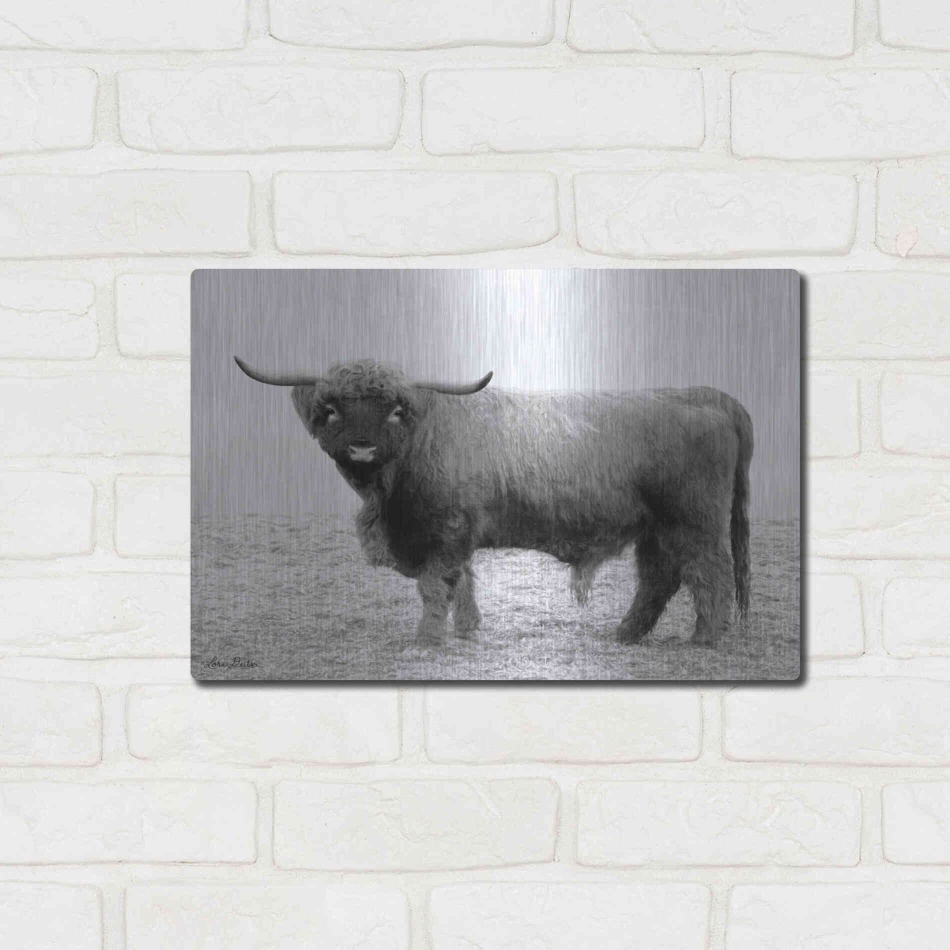 Luxe Metal Art 'Scotty the Bull' by Lori Deiter, Metal Wall Art,16x12