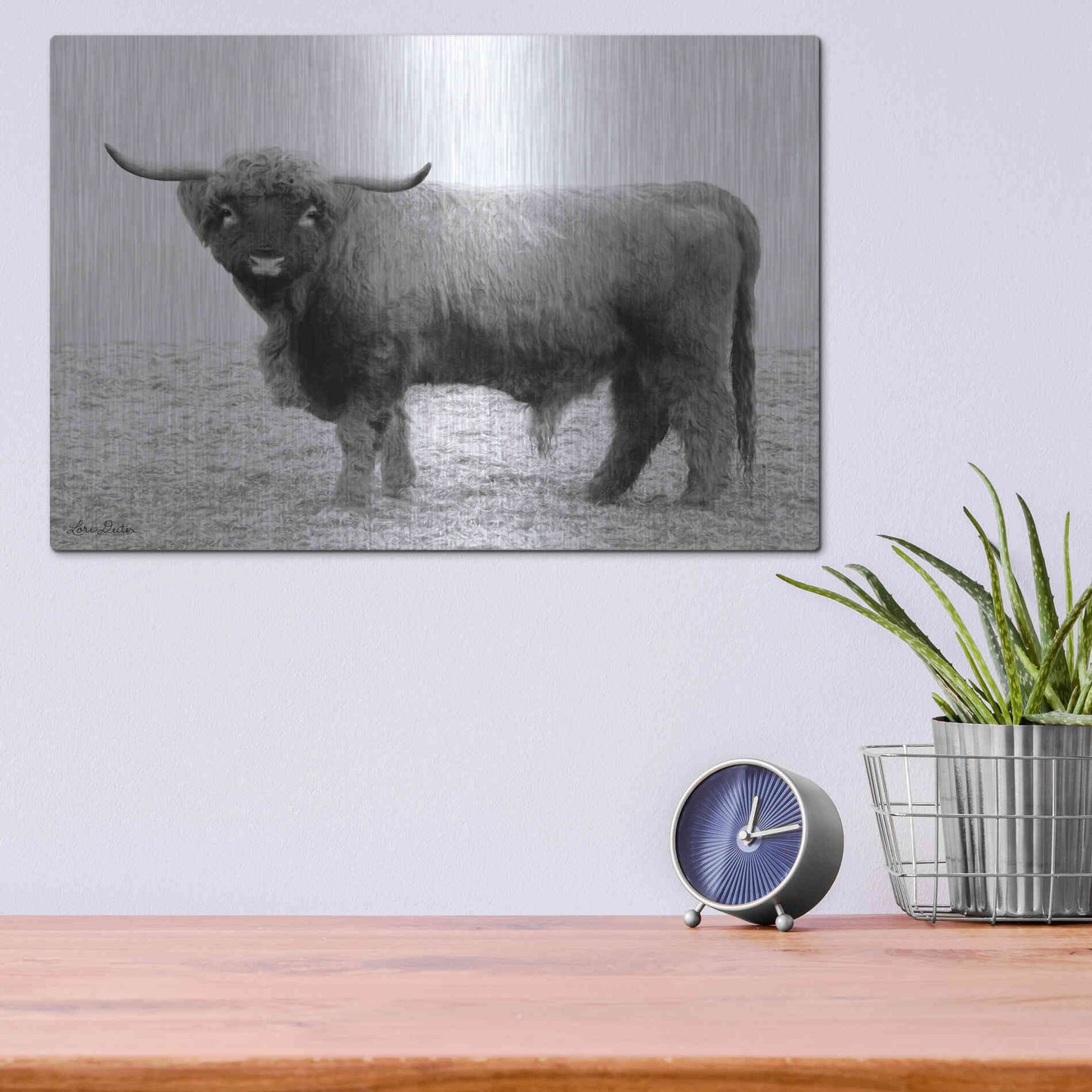 Luxe Metal Art 'Scotty the Bull' by Lori Deiter, Metal Wall Art,16x12