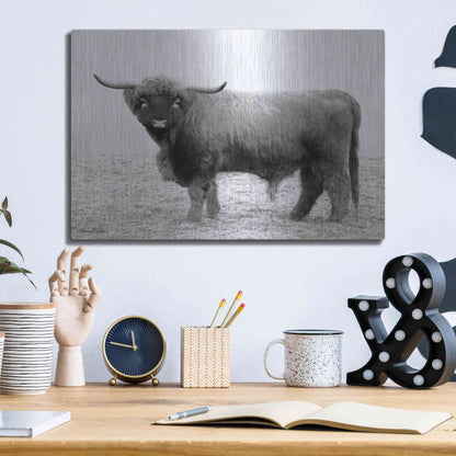 Luxe Metal Art 'Scotty the Bull' by Lori Deiter, Metal Wall Art,16x12