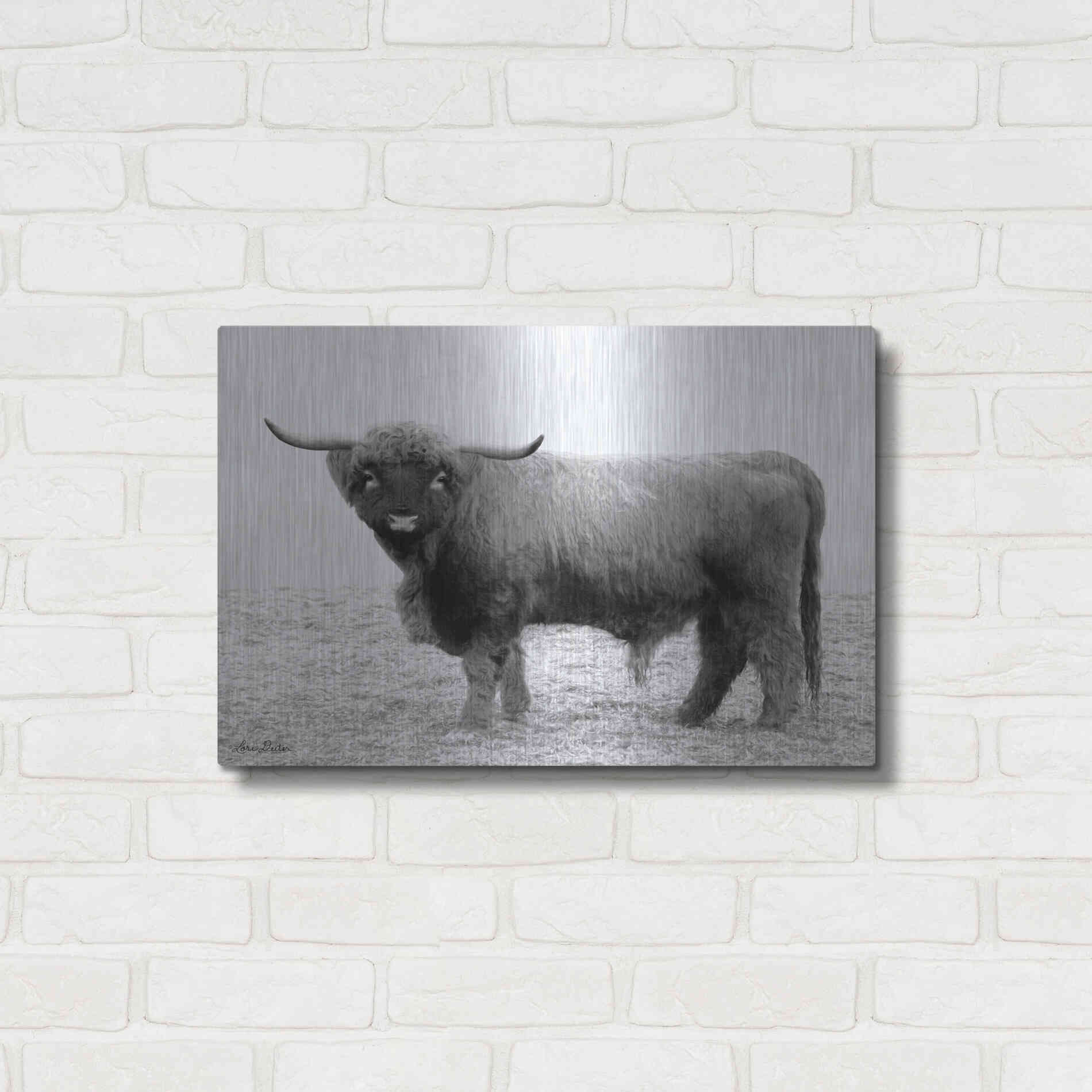 Luxe Metal Art 'Scotty the Bull' by Lori Deiter, Metal Wall Art,24x16