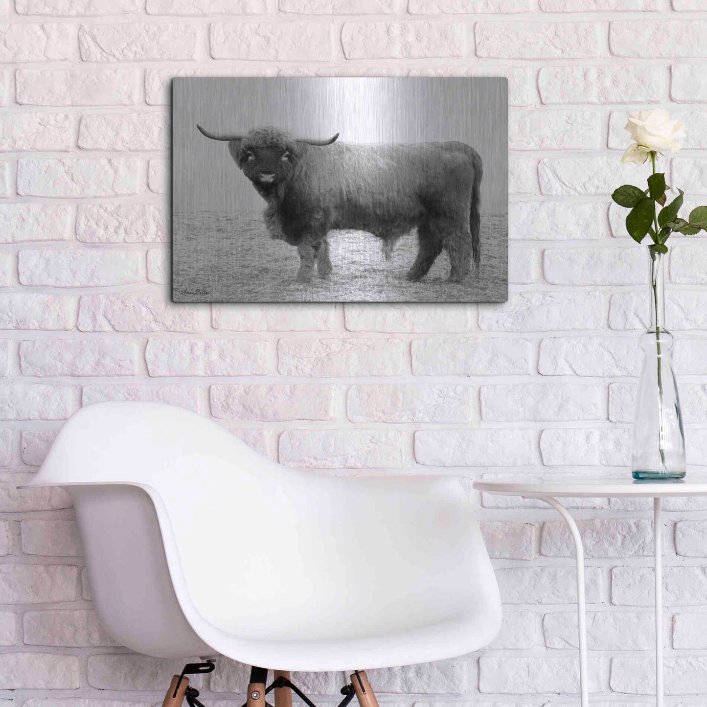 Luxe Metal Art 'Scotty the Bull' by Lori Deiter, Metal Wall Art,24x16