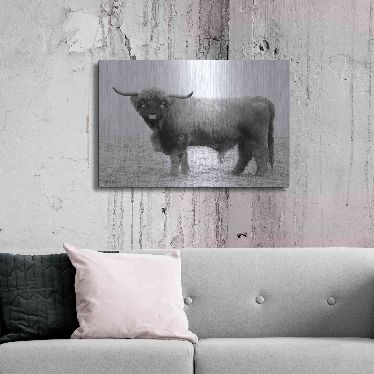 Luxe Metal Art 'Scotty the Bull' by Lori Deiter, Metal Wall Art,36x24