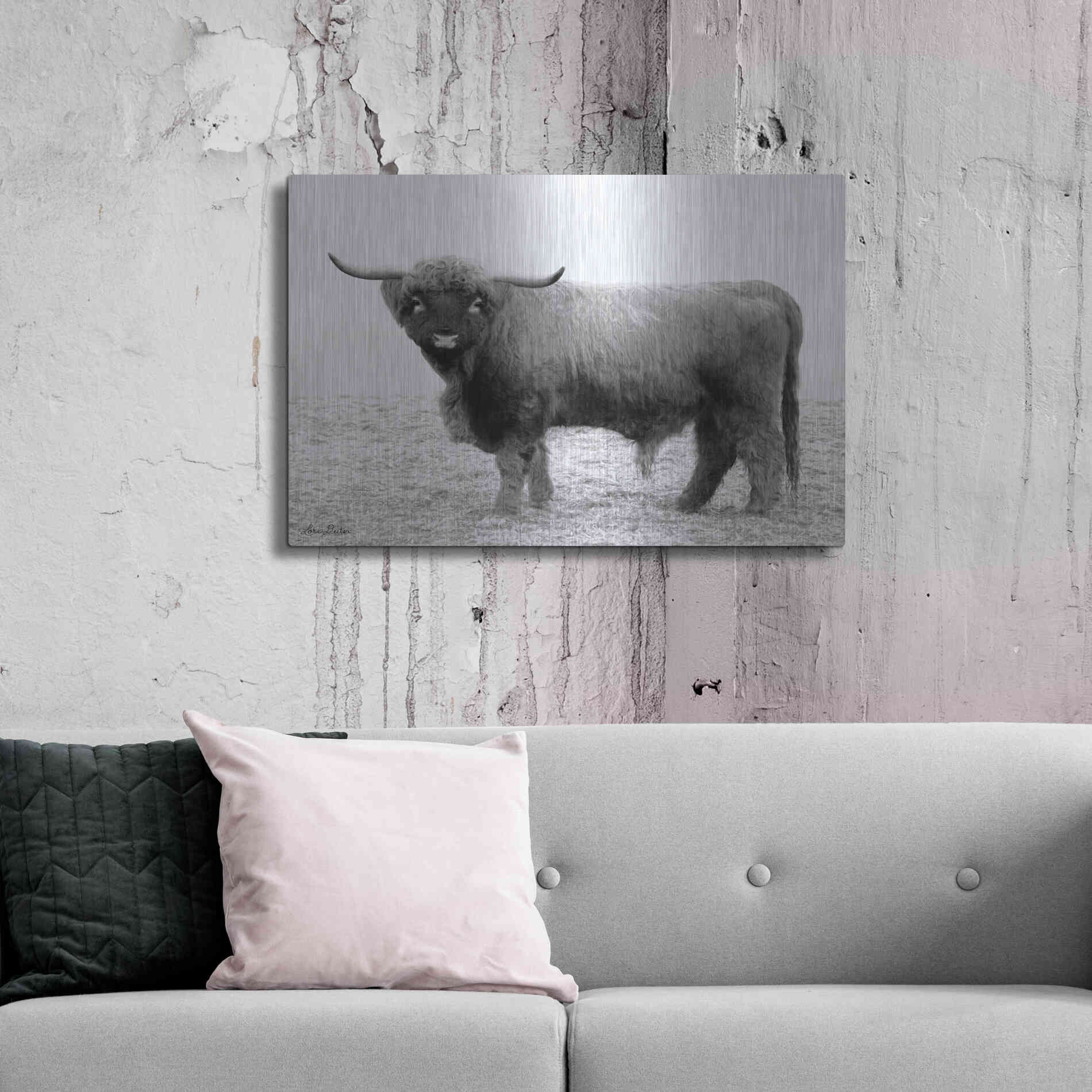 Luxe Metal Art 'Scotty the Bull' by Lori Deiter, Metal Wall Art,36x24