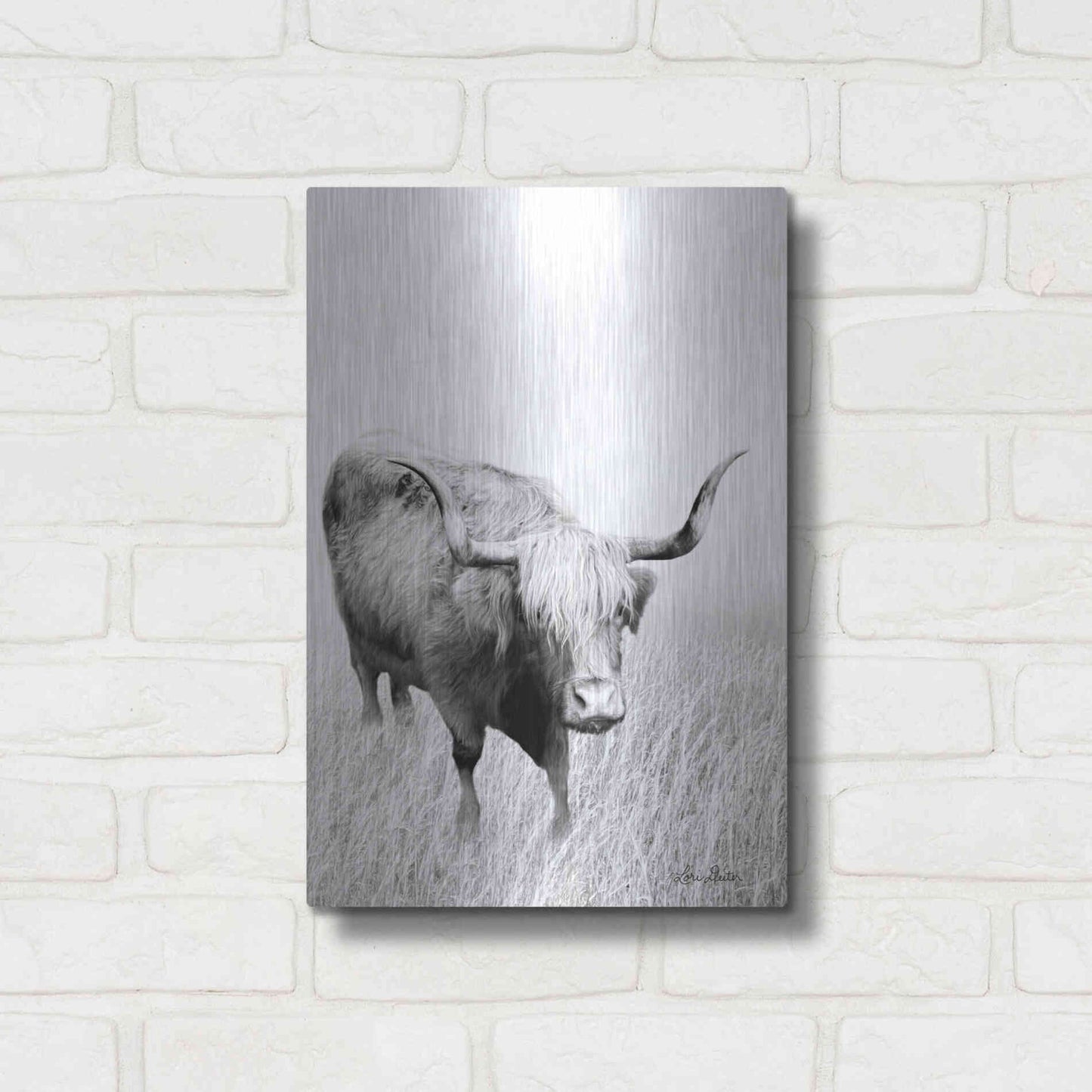 Luxe Metal Art 'Kiss My Hairy Face' by Lori Deiter, Metal Wall Art,12x16