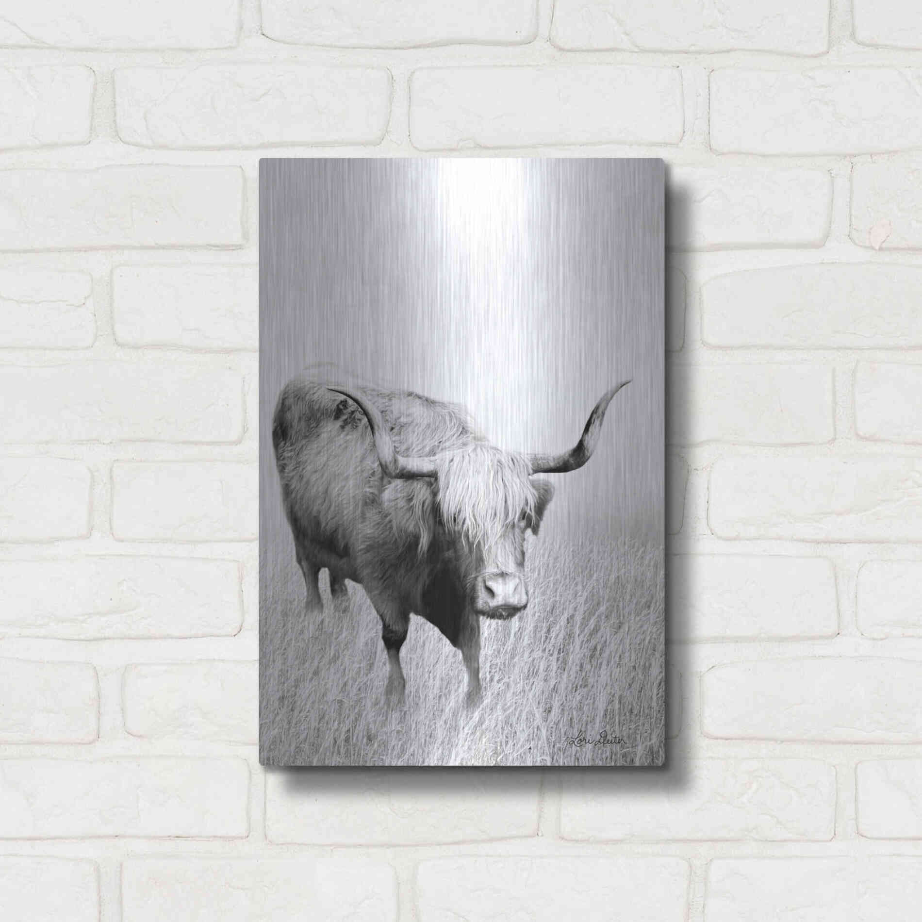 Luxe Metal Art 'Kiss My Hairy Face' by Lori Deiter, Metal Wall Art,12x16