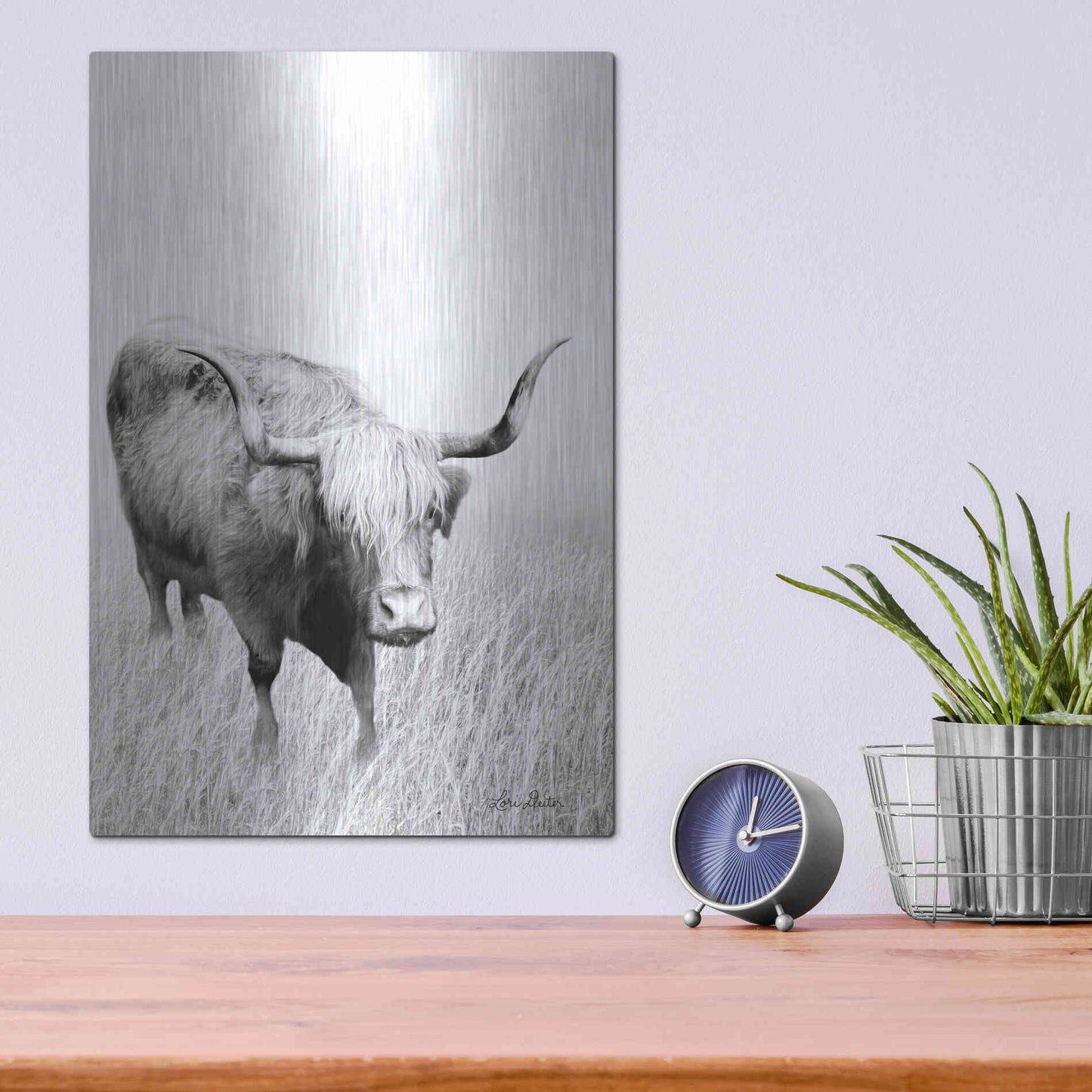 Luxe Metal Art 'Kiss My Hairy Face' by Lori Deiter, Metal Wall Art,12x16