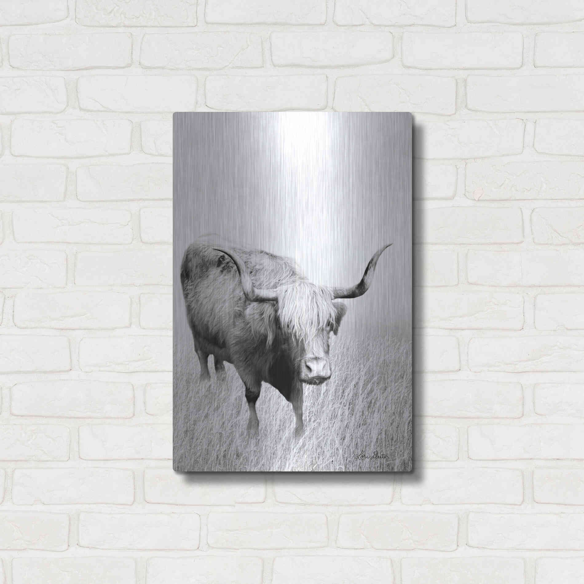Luxe Metal Art 'Kiss My Hairy Face' by Lori Deiter, Metal Wall Art,16x24