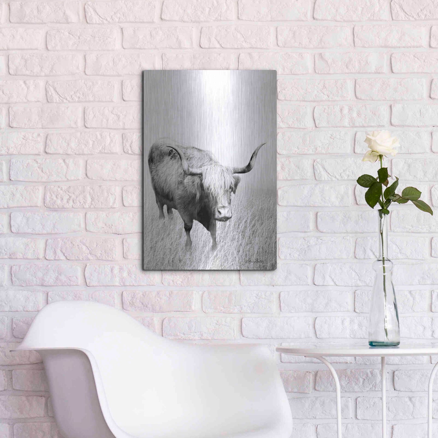 Luxe Metal Art 'Kiss My Hairy Face' by Lori Deiter, Metal Wall Art,16x24