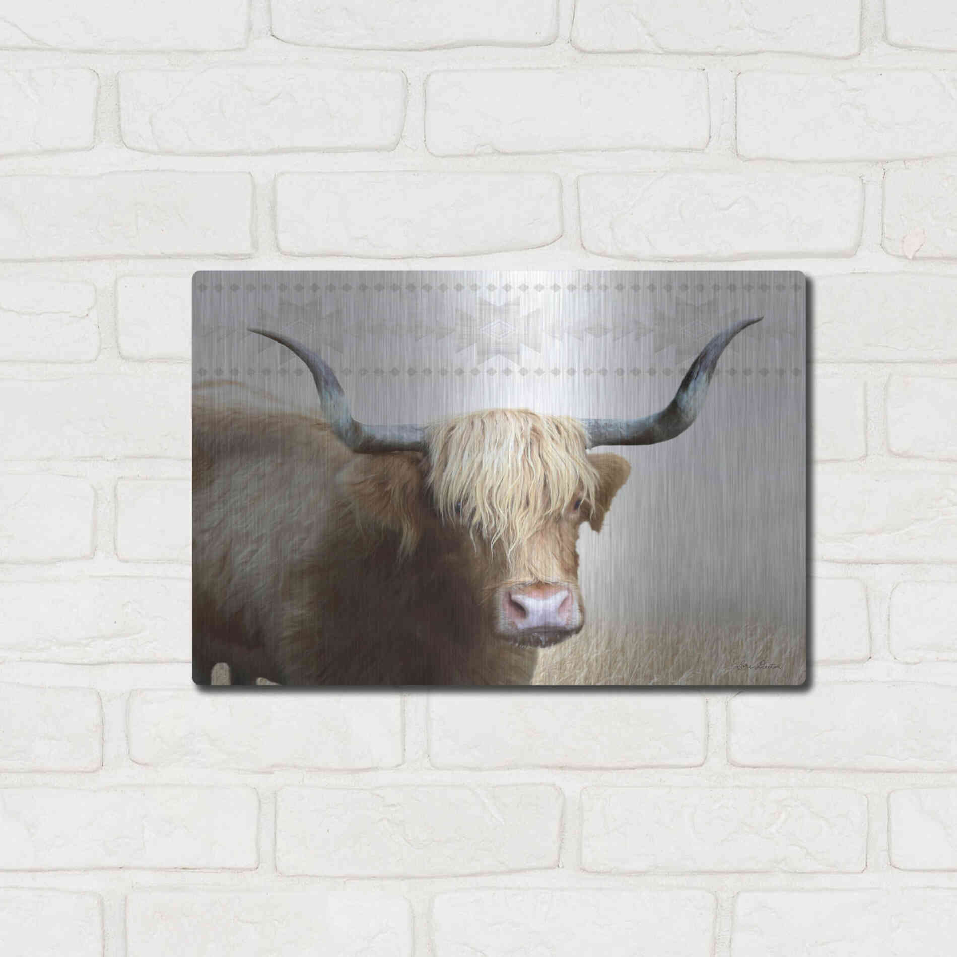 Luxe Metal Art 'Get Your Horns Up' by Lori Deiter, Metal Wall Art,16x12