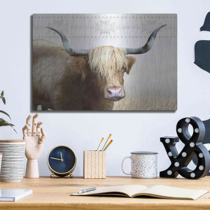 Luxe Metal Art 'Get Your Horns Up' by Lori Deiter, Metal Wall Art,16x12
