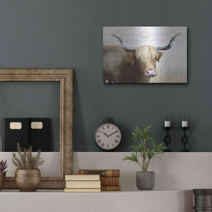 Luxe Metal Art 'Get Your Horns Up' by Lori Deiter, Metal Wall Art,16x12
