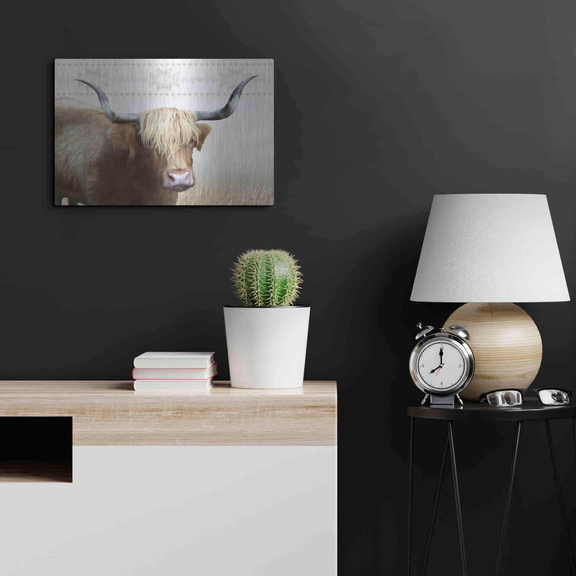 Luxe Metal Art 'Get Your Horns Up' by Lori Deiter, Metal Wall Art,24x16