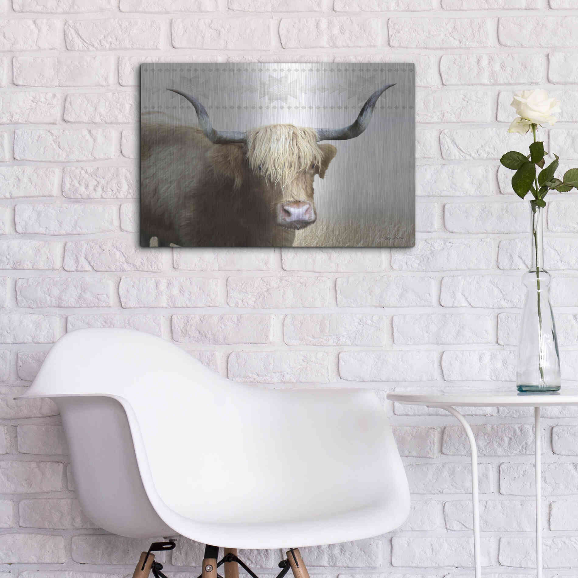 Luxe Metal Art 'Get Your Horns Up' by Lori Deiter, Metal Wall Art,24x16