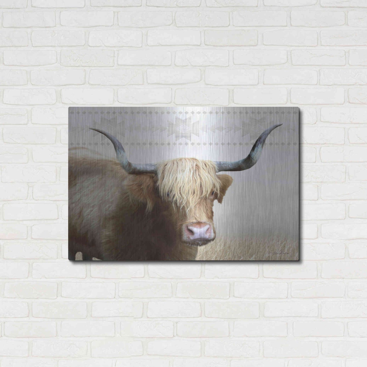Luxe Metal Art 'Get Your Horns Up' by Lori Deiter, Metal Wall Art,36x24