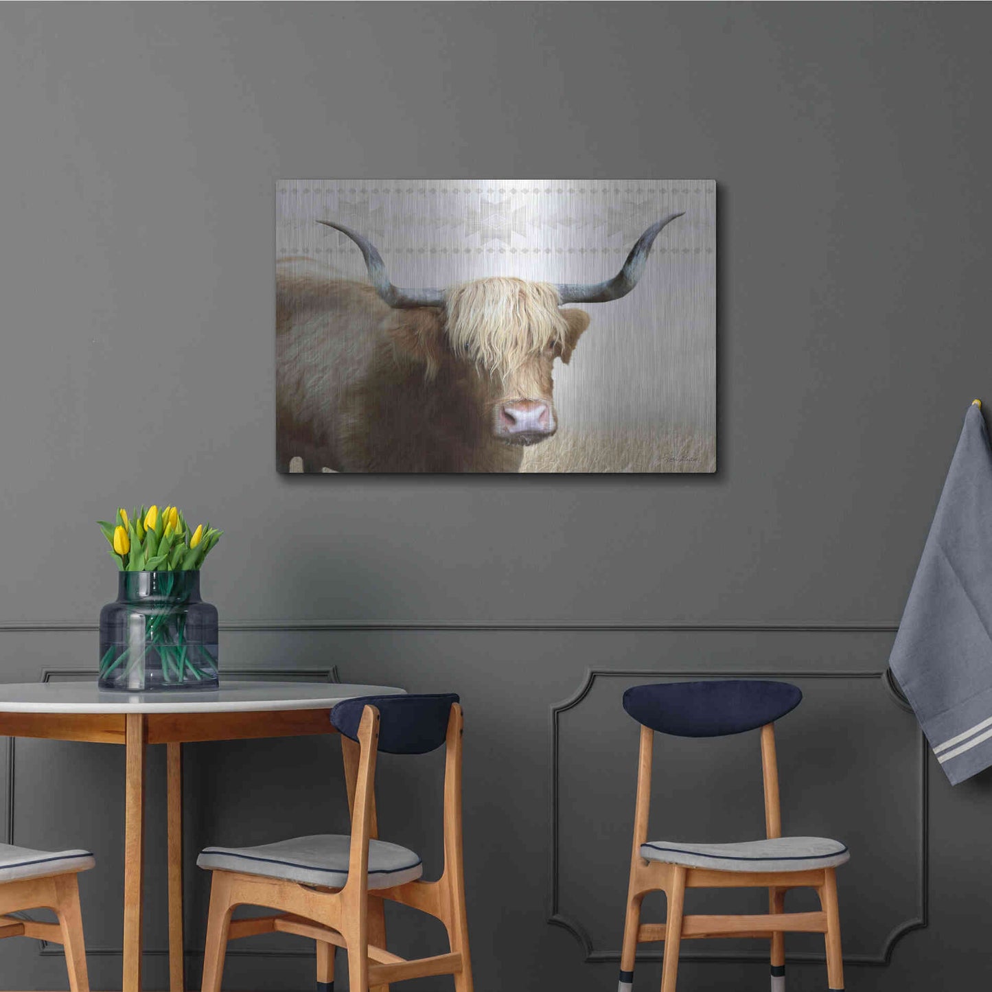 Luxe Metal Art 'Get Your Horns Up' by Lori Deiter, Metal Wall Art,36x24