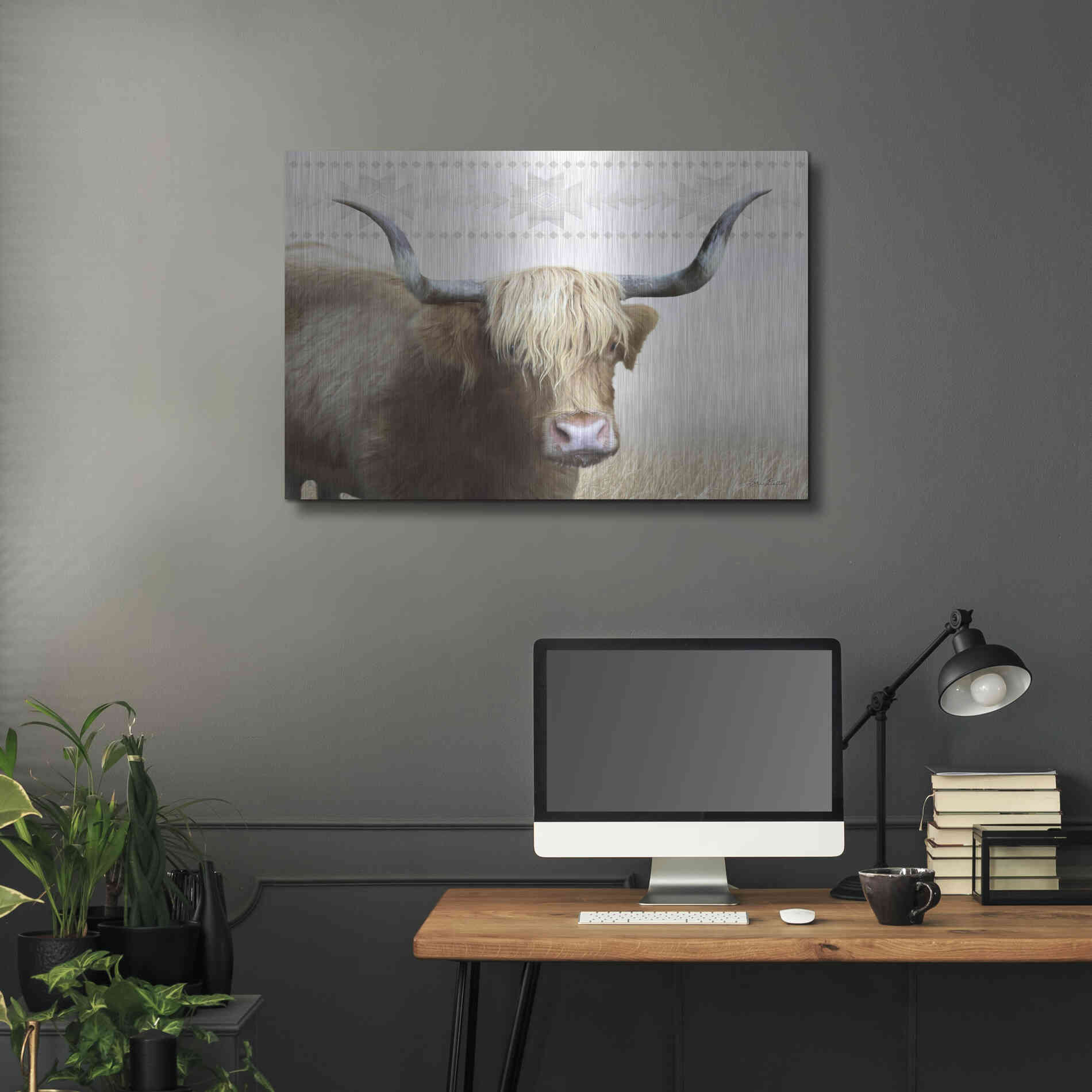 Luxe Metal Art 'Get Your Horns Up' by Lori Deiter, Metal Wall Art,36x24