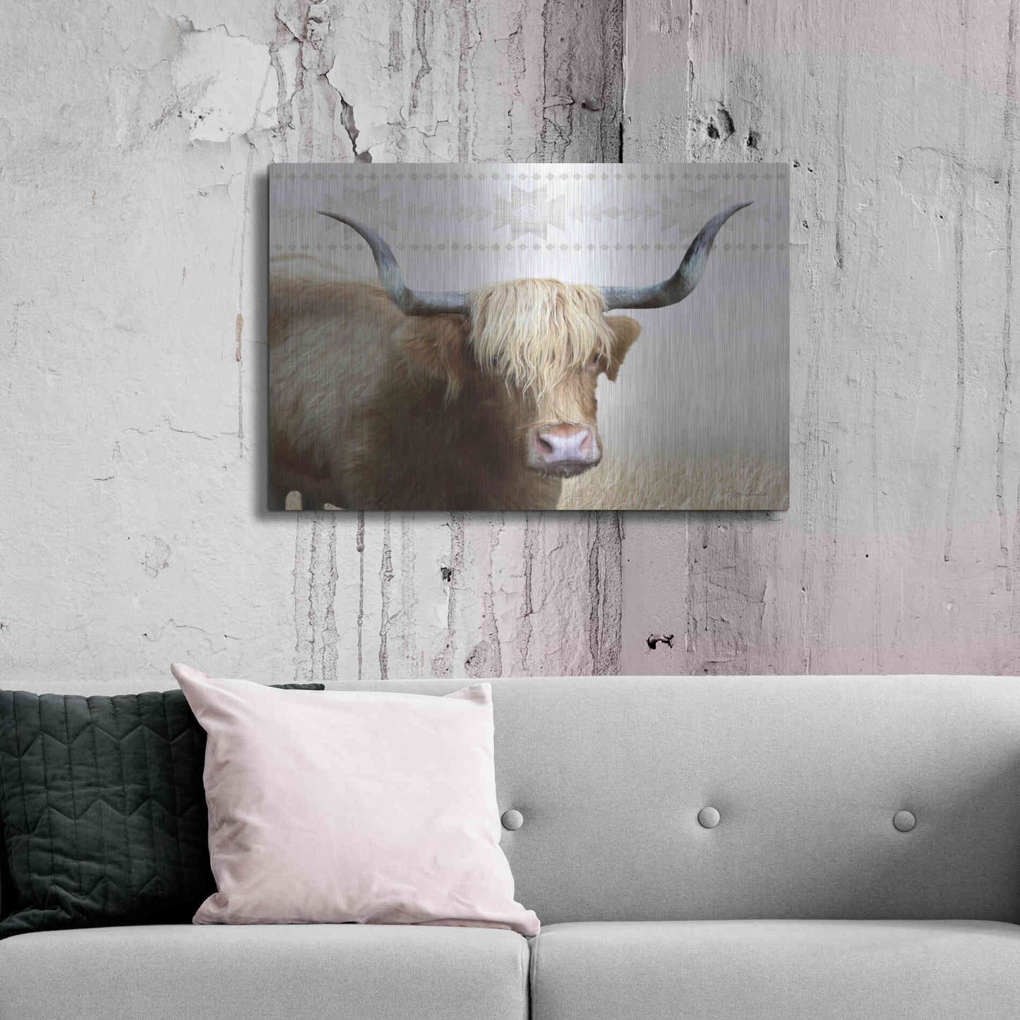 Luxe Metal Art 'Get Your Horns Up' by Lori Deiter, Metal Wall Art,36x24