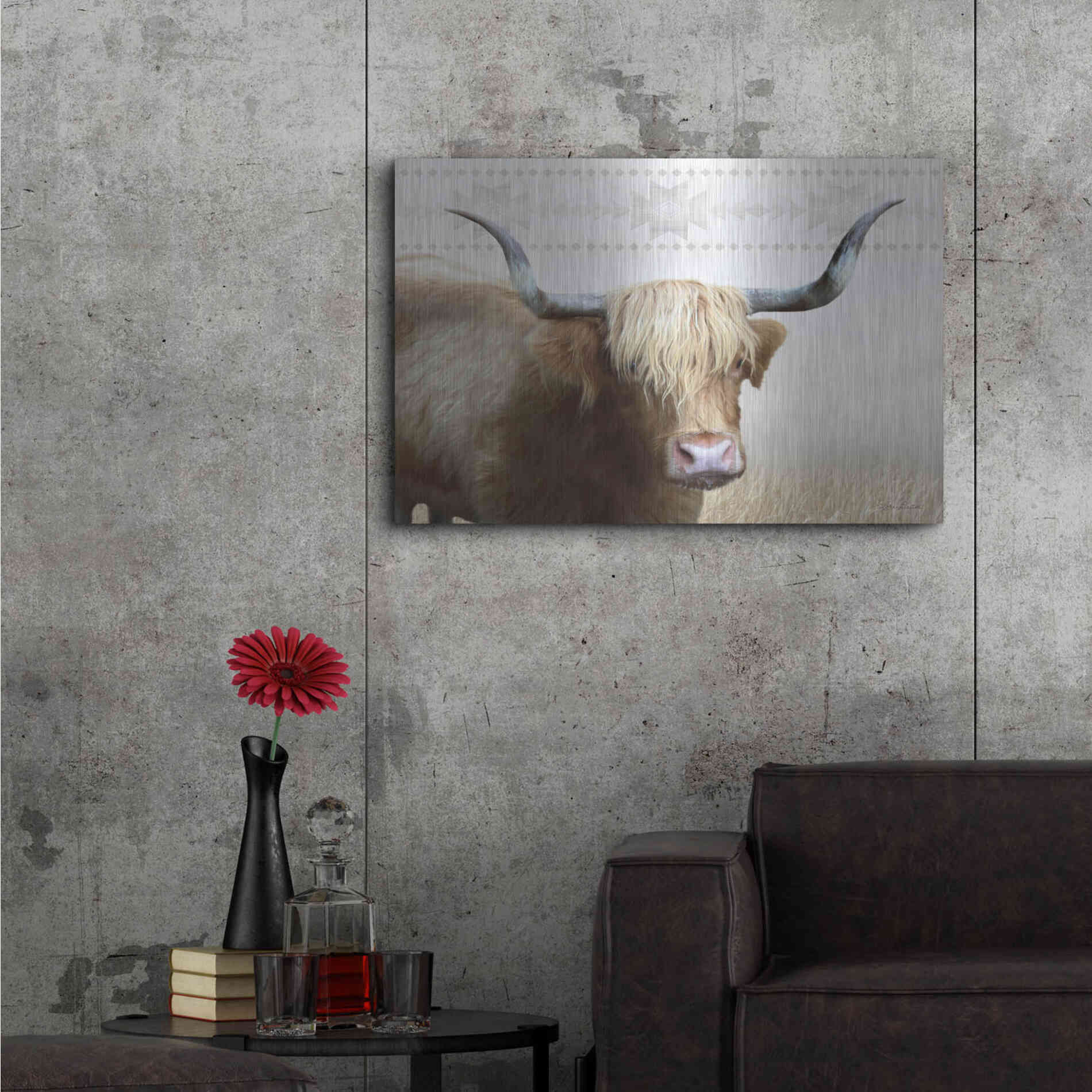 Luxe Metal Art 'Get Your Horns Up' by Lori Deiter, Metal Wall Art,36x24