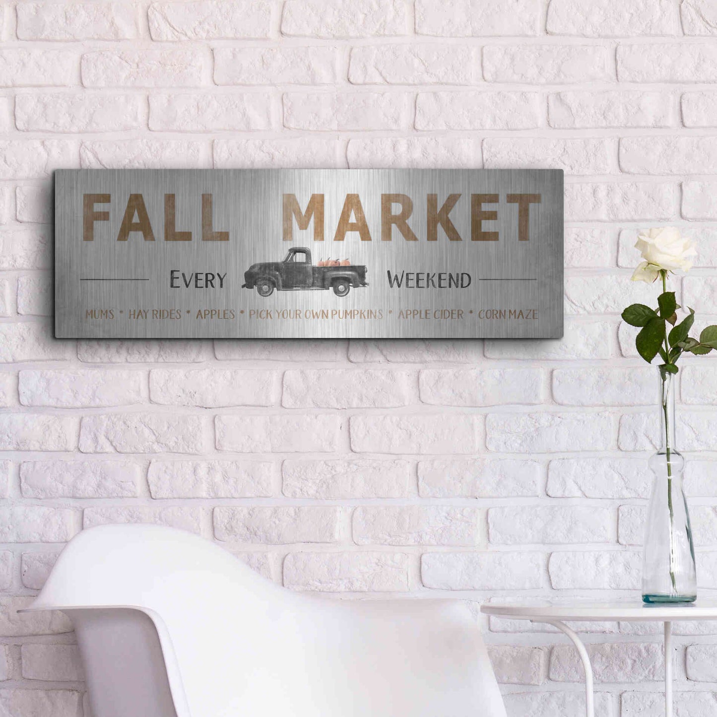 Luxe Metal Art 'Fall Market' by Lori Deiter, Metal Wall Art,36x12