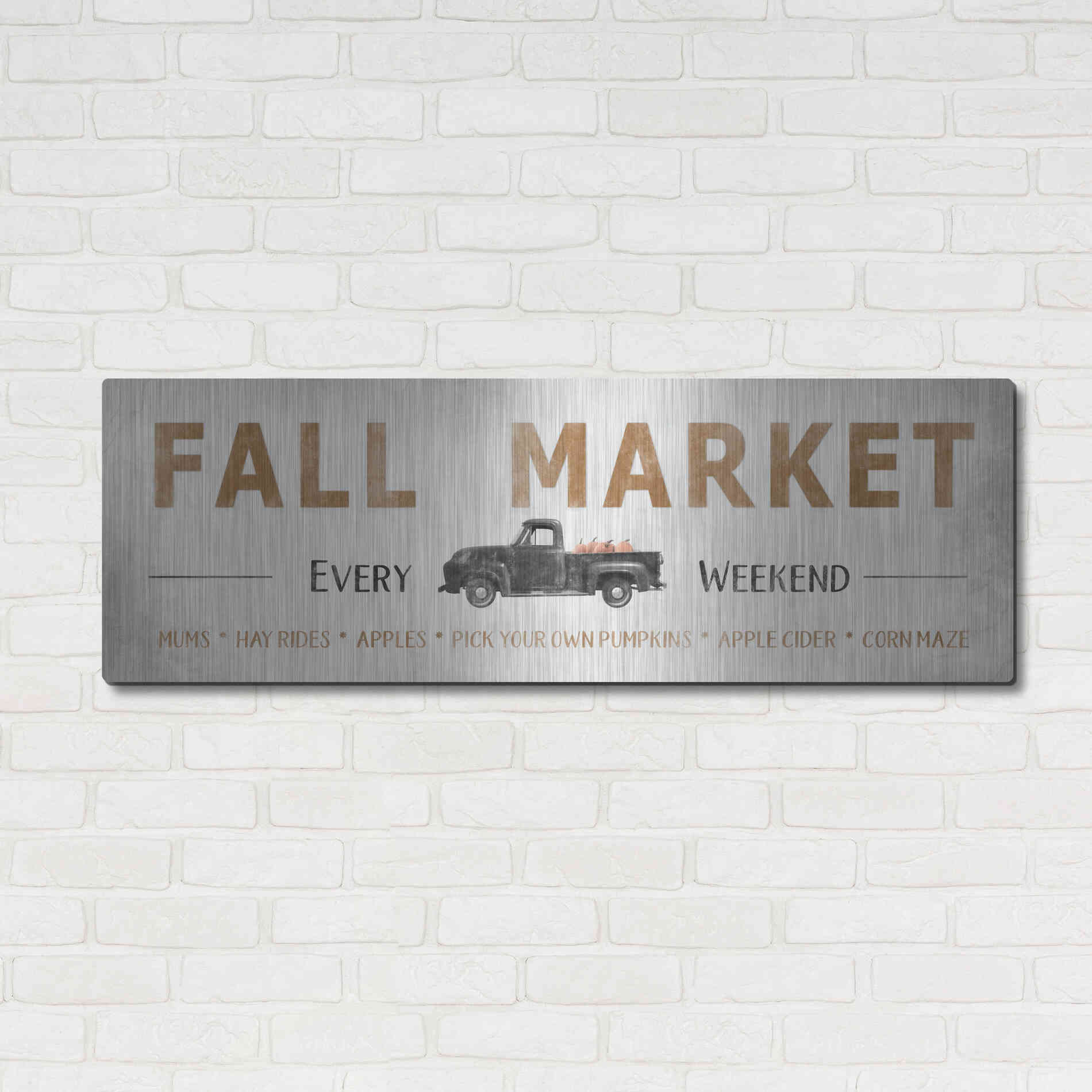 Luxe Metal Art 'Fall Market' by Lori Deiter, Metal Wall Art,48x16