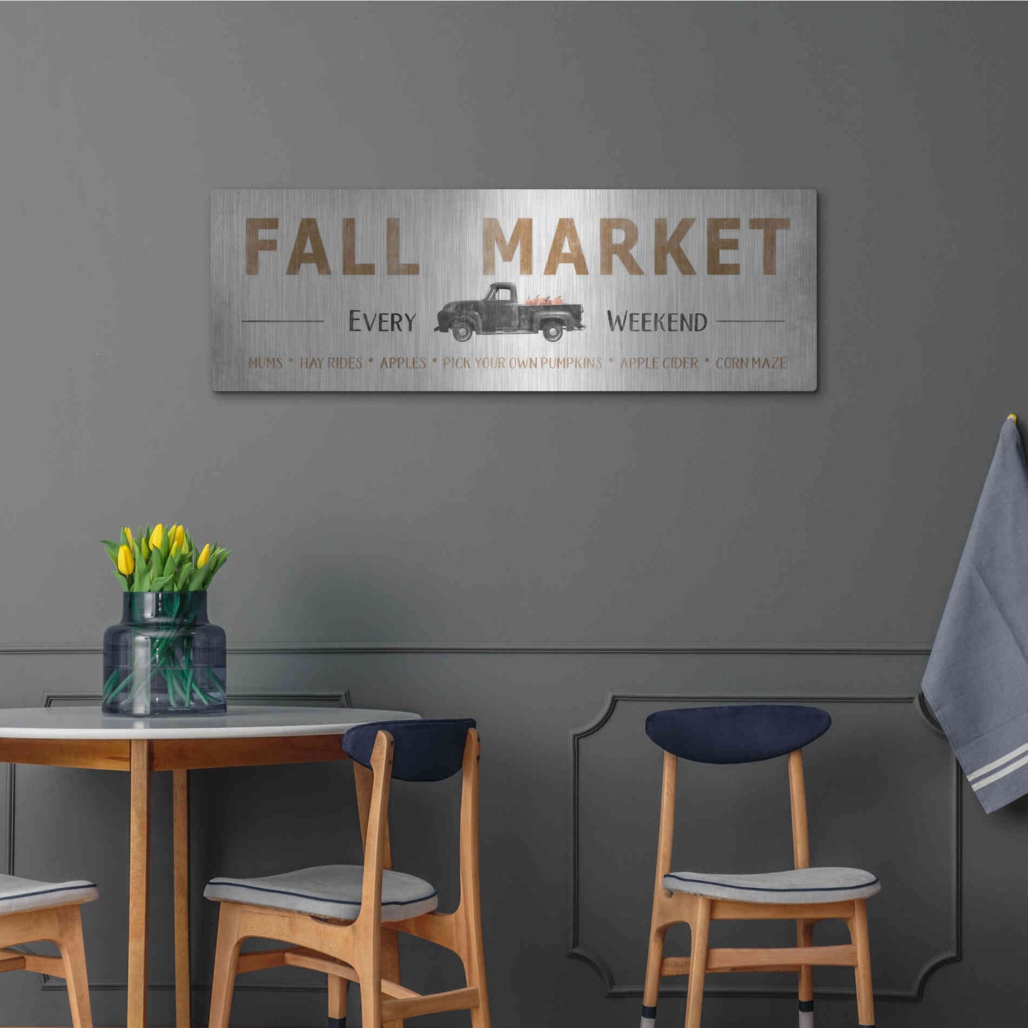 Luxe Metal Art 'Fall Market' by Lori Deiter, Metal Wall Art,48x16