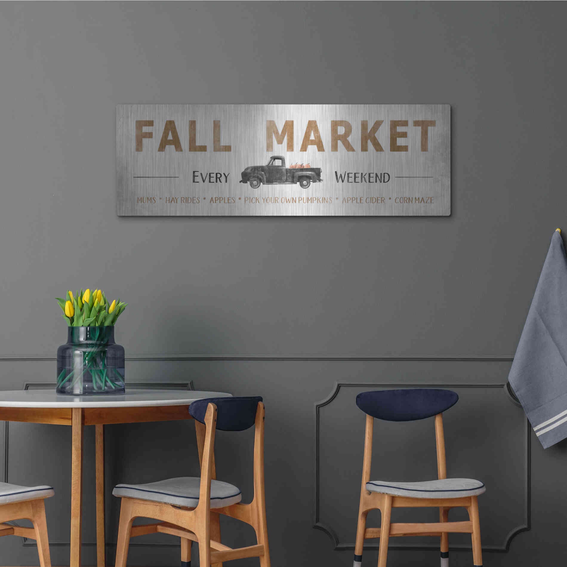Luxe Metal Art 'Fall Market' by Lori Deiter, Metal Wall Art,48x16