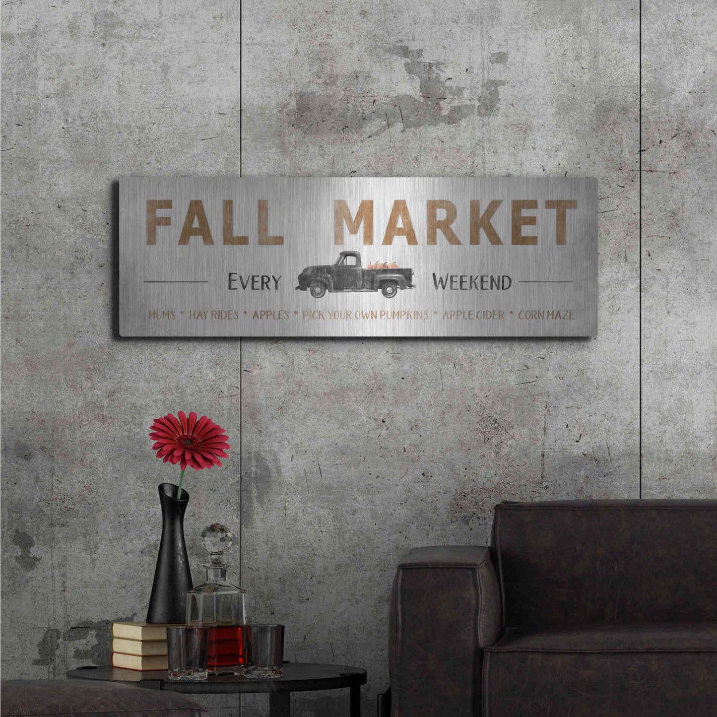 Luxe Metal Art 'Fall Market' by Lori Deiter, Metal Wall Art,48x16