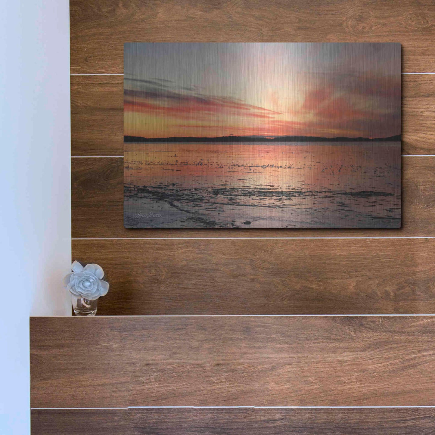 Luxe Metal Art 'Fire and Ice' by Lori Deiter, Metal Wall Art,16x12