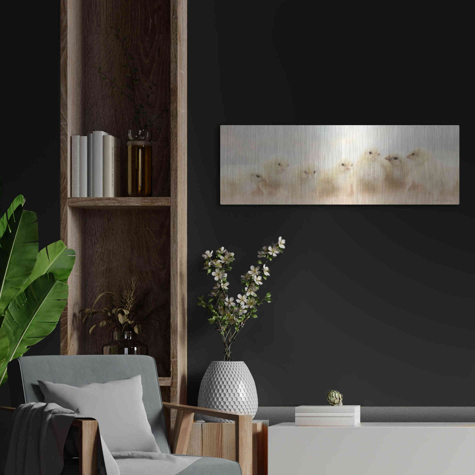 Luxe Metal Art 'Spring Line Up' by Lori Deiter, Metal Wall Art,36x12