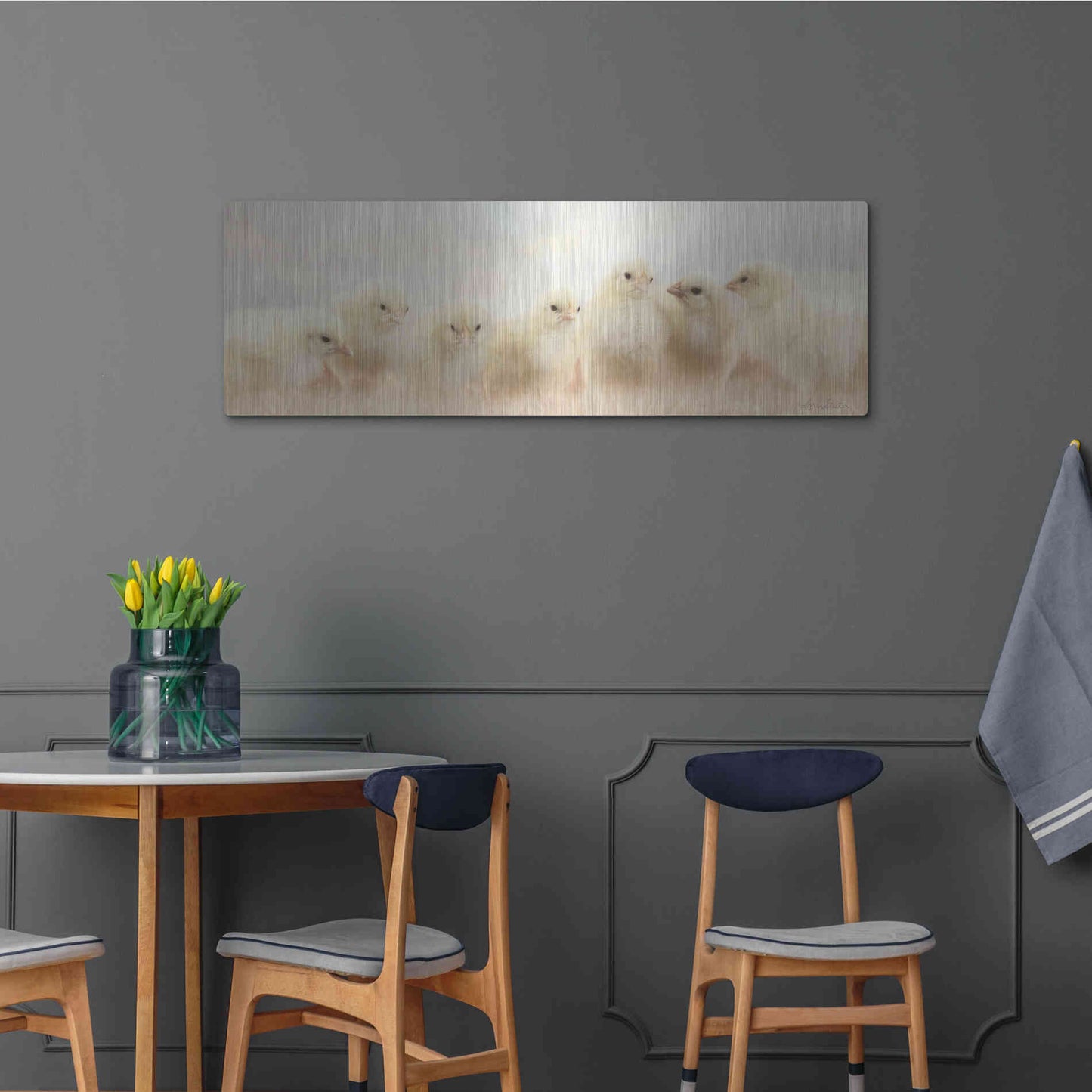 Luxe Metal Art 'Spring Line Up' by Lori Deiter, Metal Wall Art,48x16