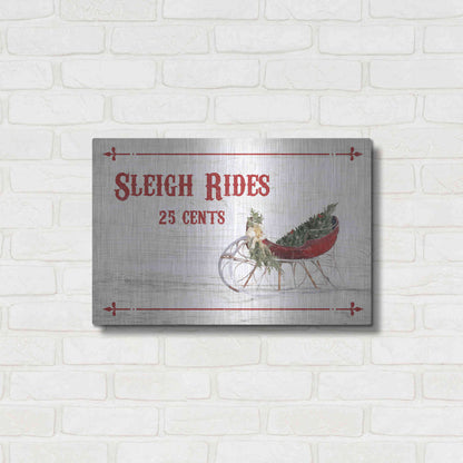 Luxe Metal Art 'Sleigh Rides 25 Cents' by Lori Deiter, Metal Wall Art,24x16