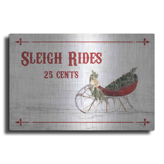 Luxe Metal Art 'Sleigh Rides 25 Cents' by Lori Deiter, Metal Wall Art