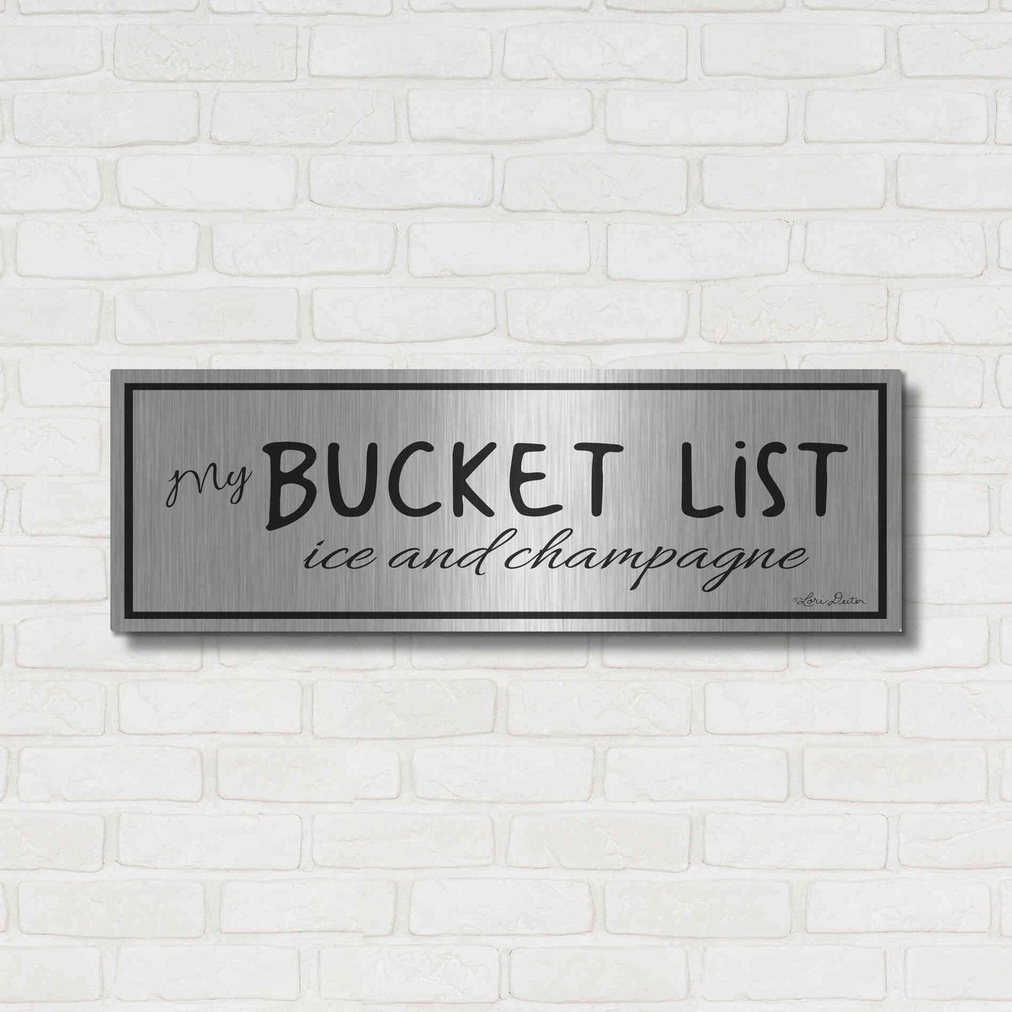 Luxe Metal Art 'My Bucket List' by Lori Deiter, Metal Wall Art,36x12