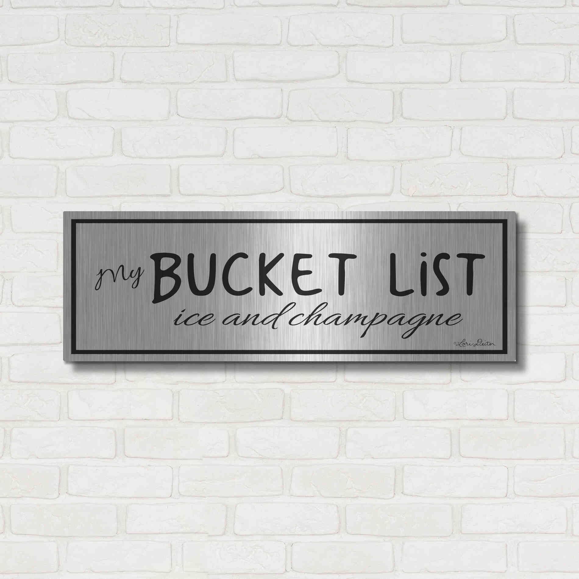 Luxe Metal Art 'My Bucket List' by Lori Deiter, Metal Wall Art,36x12