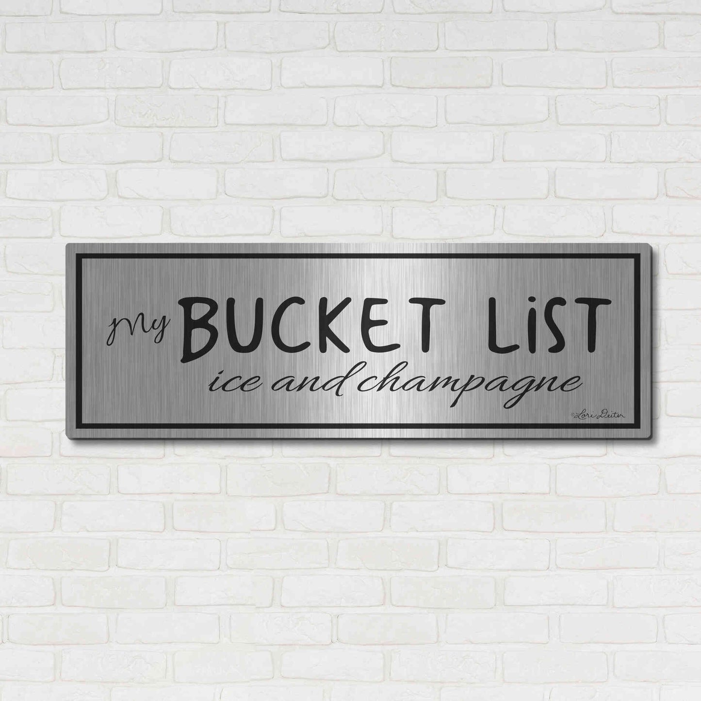 Luxe Metal Art 'My Bucket List' by Lori Deiter, Metal Wall Art,48x16