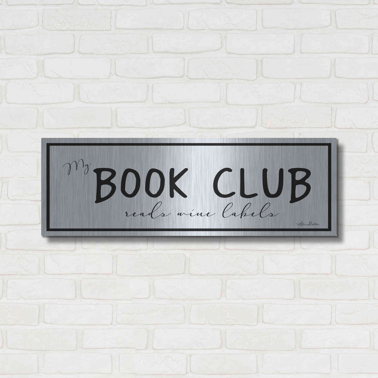 Luxe Metal Art 'My Book Club' by Lori Deiter, Metal Wall Art,36x12