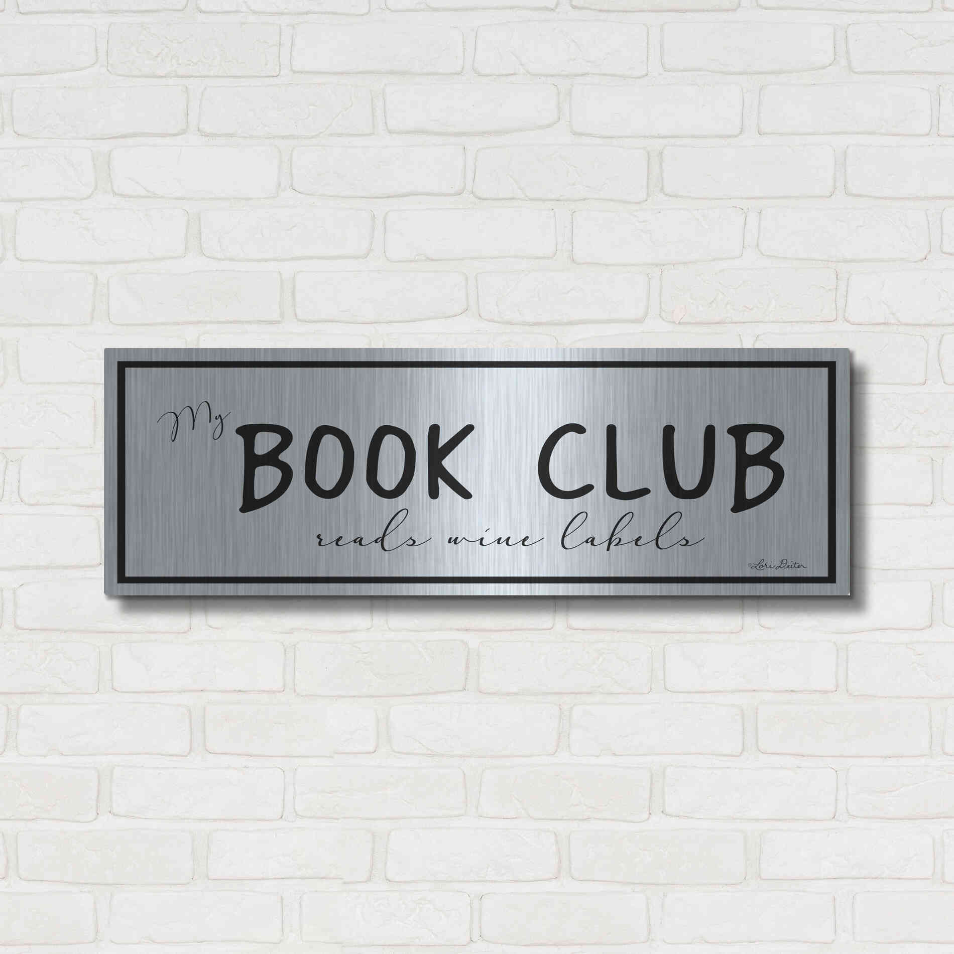 Luxe Metal Art 'My Book Club' by Lori Deiter, Metal Wall Art,36x12