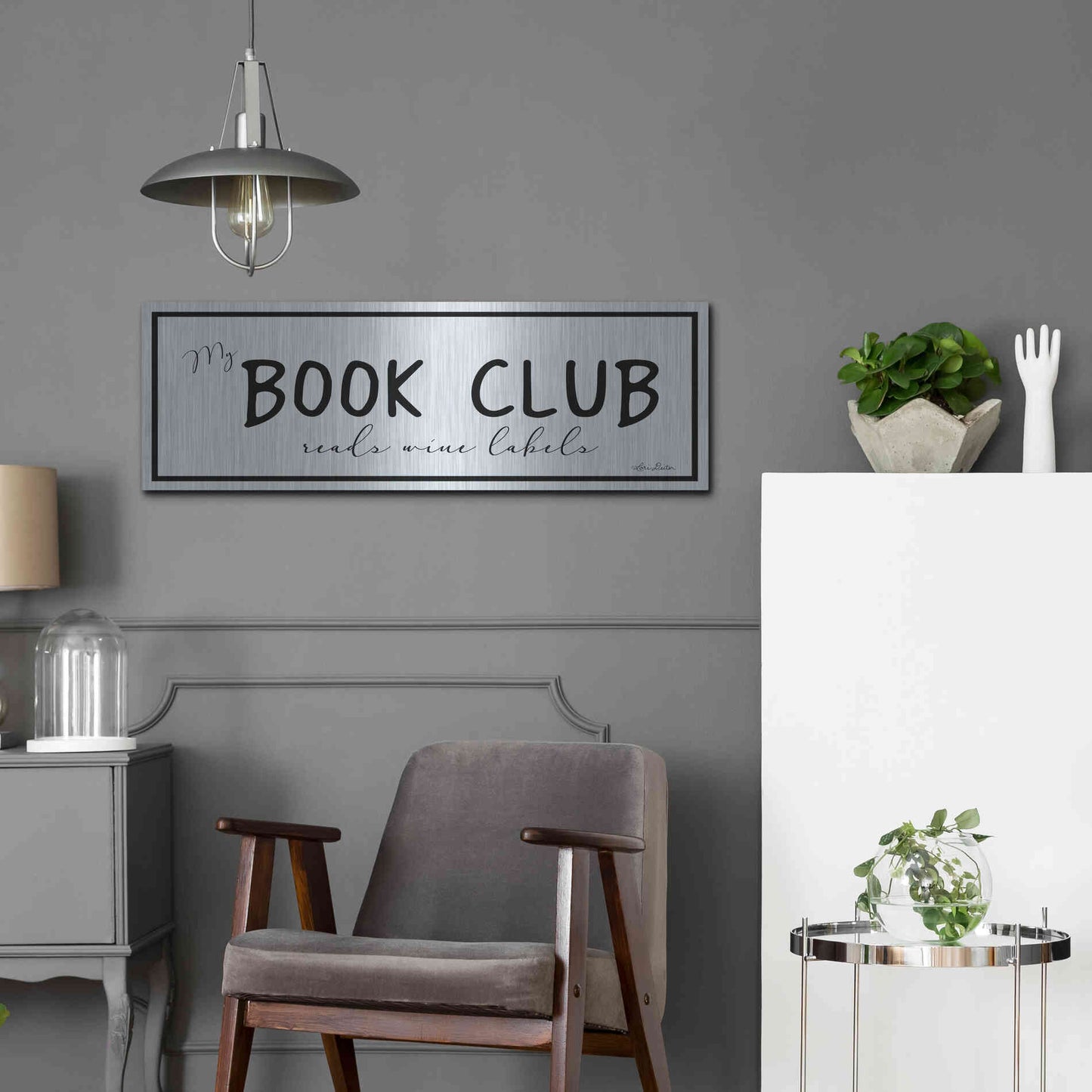 Luxe Metal Art 'My Book Club' by Lori Deiter, Metal Wall Art,36x12
