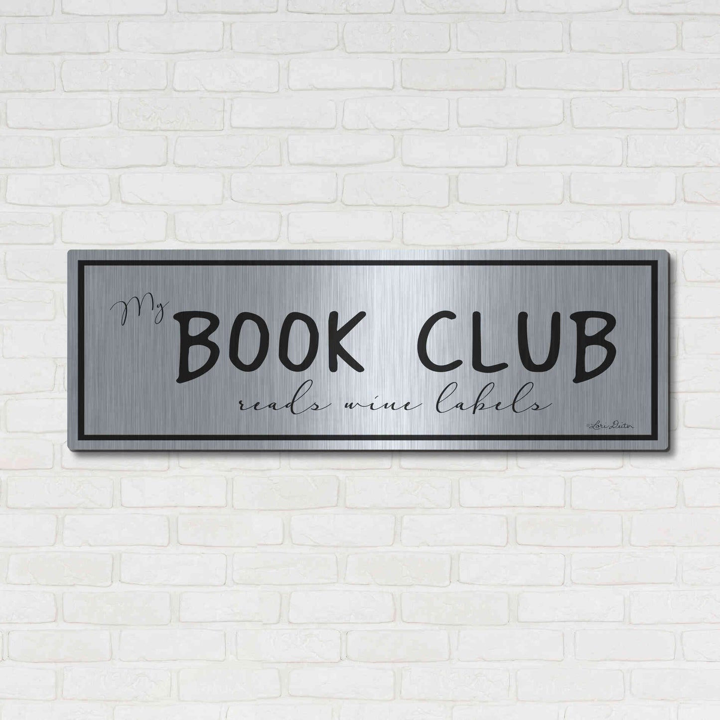 Luxe Metal Art 'My Book Club' by Lori Deiter, Metal Wall Art,48x16