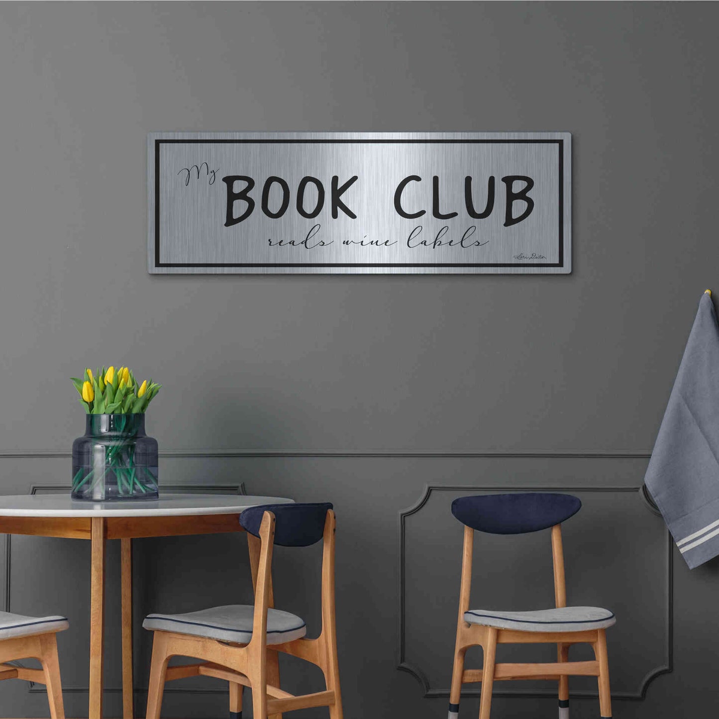 Luxe Metal Art 'My Book Club' by Lori Deiter, Metal Wall Art,48x16