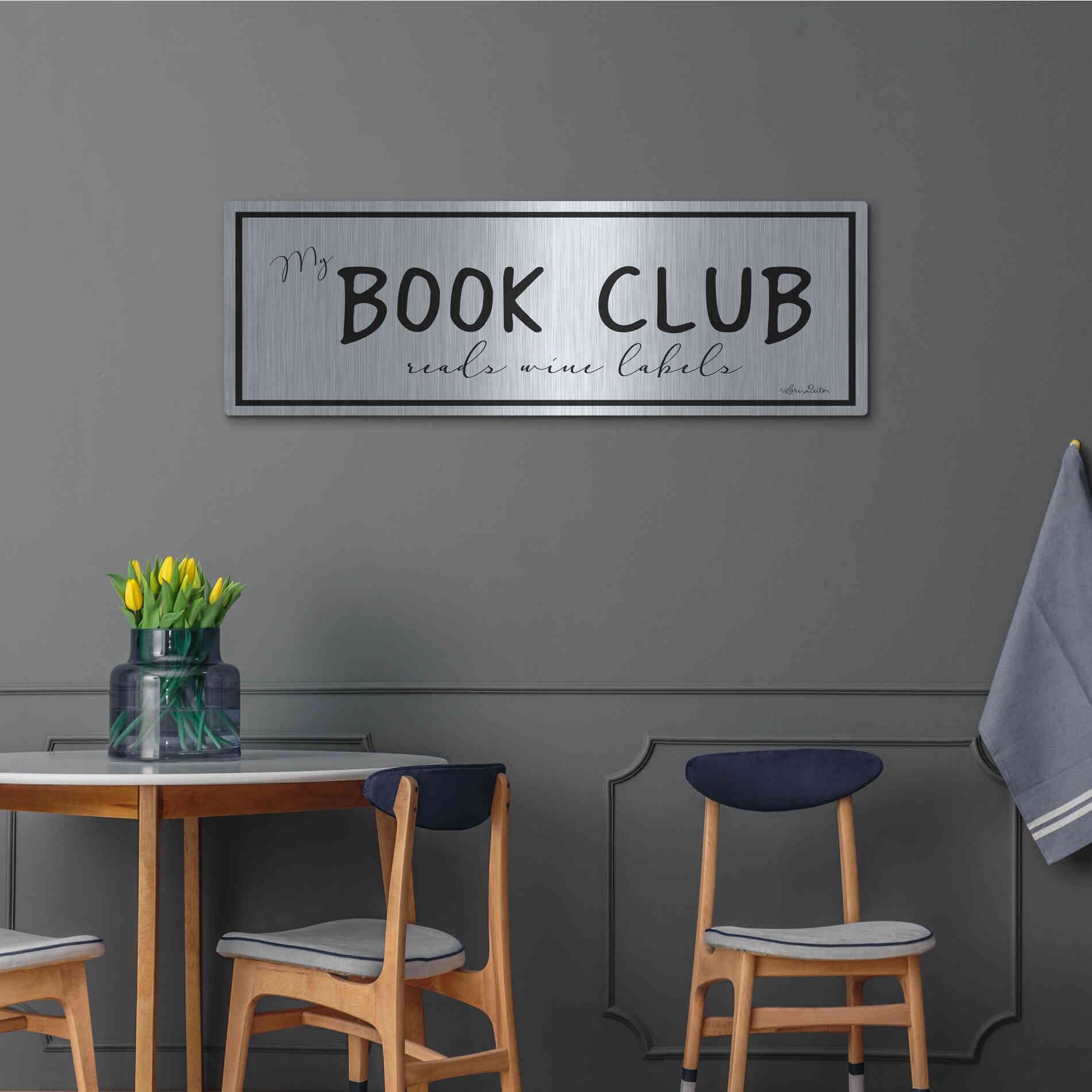 Luxe Metal Art 'My Book Club' by Lori Deiter, Metal Wall Art,48x16
