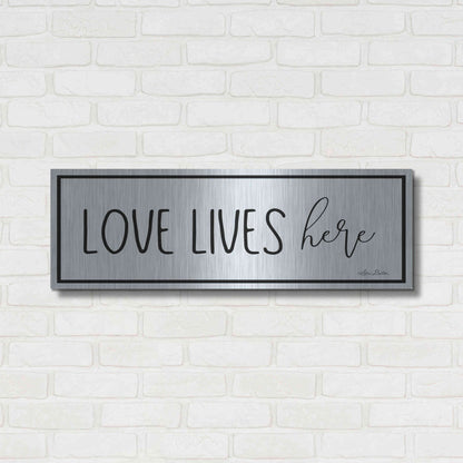 Luxe Metal Art 'Love Lives Here' by Lori Deiter, Metal Wall Art,36x12
