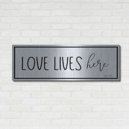 Luxe Metal Art 'Love Lives Here' by Lori Deiter, Metal Wall Art,48x16
